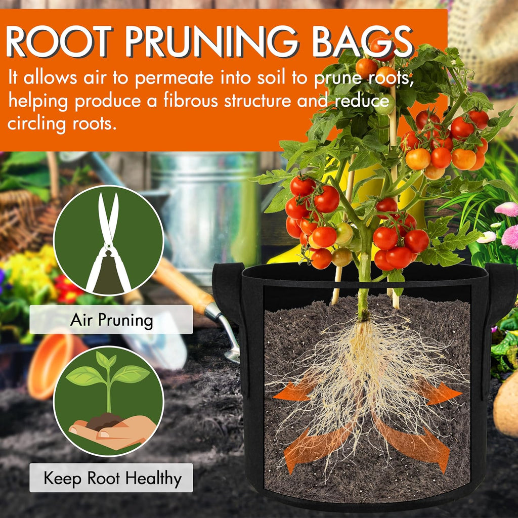 Gardzen 20-Pack 7 Gallon Grow Bags, Aeration Fabric Pots with Handles, Heavy Duty Plant Bags for Plants