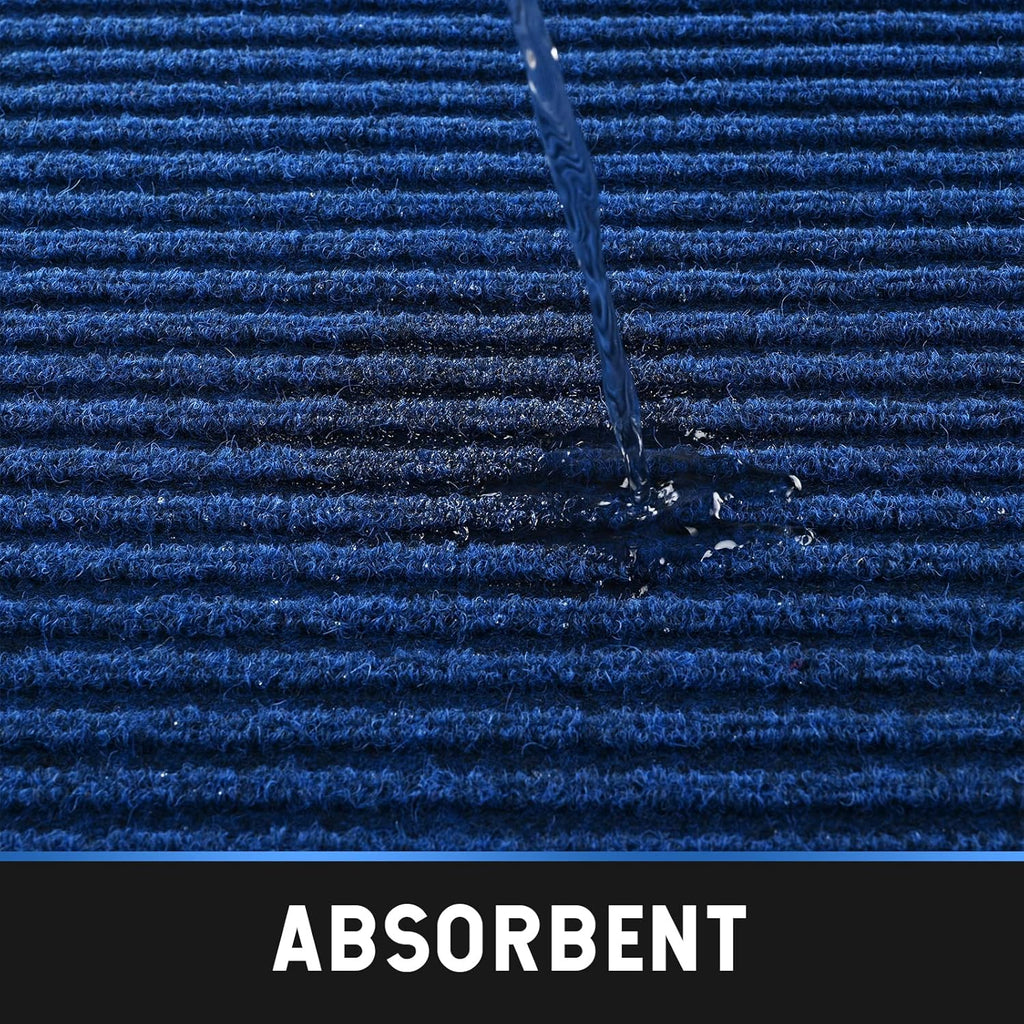 Heavy Duty Entrance Mats, Indoor and Outdoor Durable Rubber Door Mat, Easy Clean Waterproof Anti-Slip Doormat, Low Profile Floor Front Doormat Rugs for Entryway, Patio, Garage 60" x 35" Blue