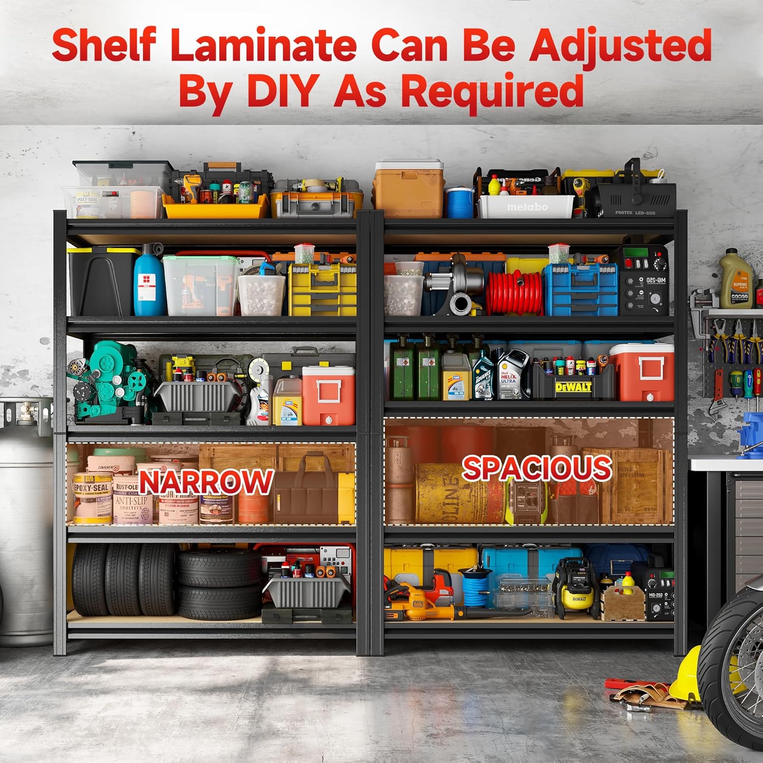 5-Tier Adjustable Heavy Duty Metal Storage Shelves Unit, 72" Tall Garage Shelving Rack for Basement, Kitchen, Office, Warehouse & Pantry - Versatile Metal Shelving Organizer