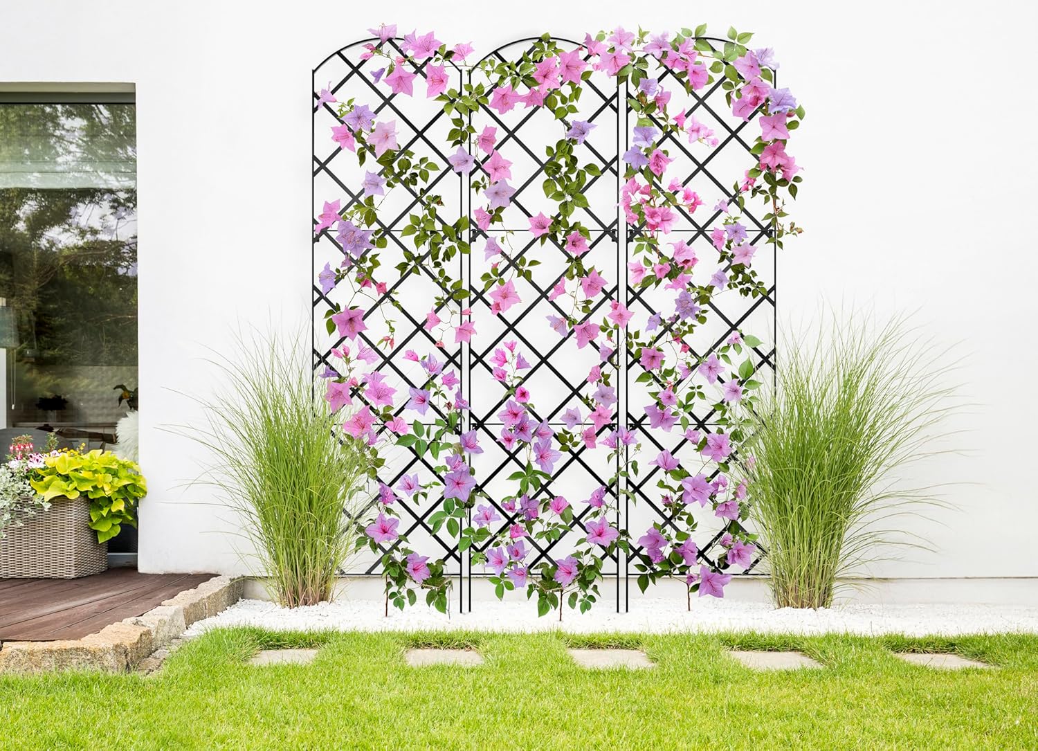 Giant Trellis, 108” high (9’ Tall) by 28” Wide Trellis with Arched top - by Meranti Home + Garden