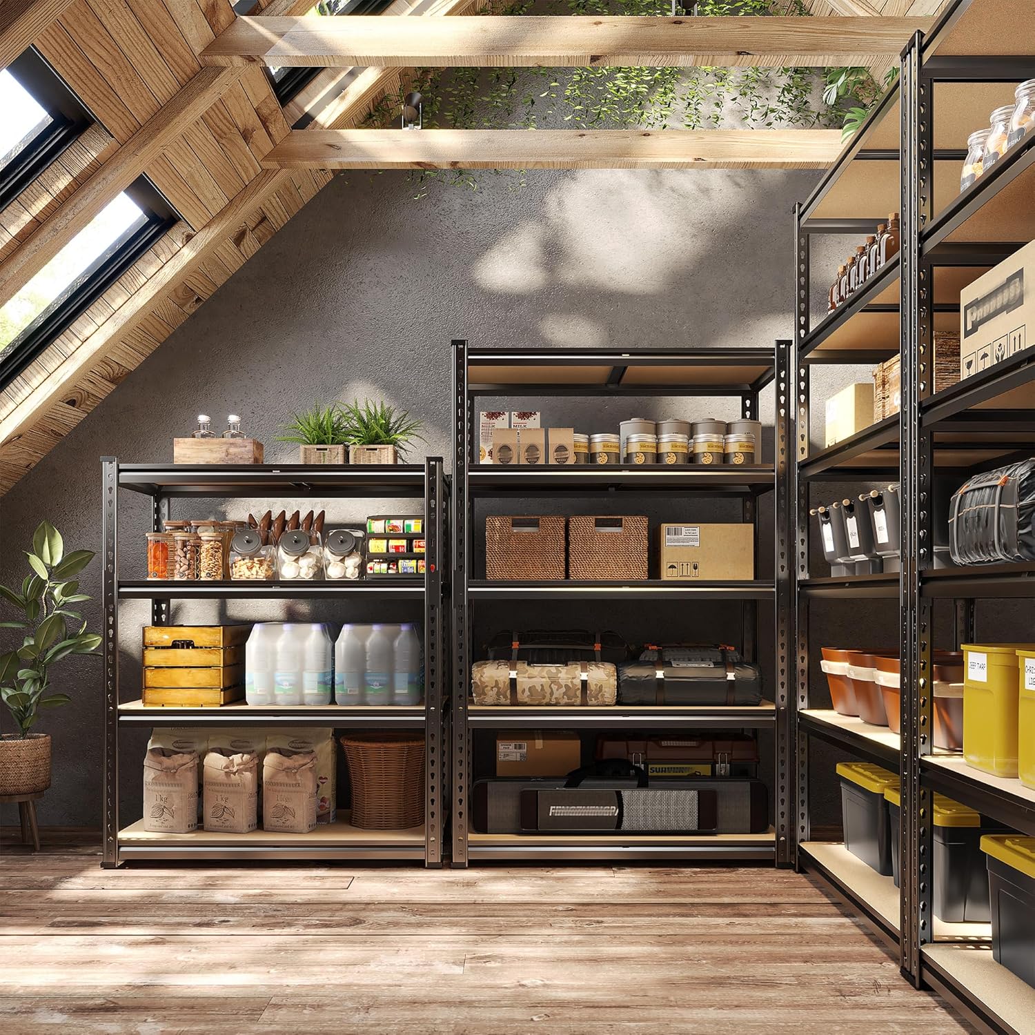 63" H Garage Shelving 31.5" W Storage Shelves Adjustable 2000LBS Metal Shelving Heavy Duty 5 TierGarage Shelves for Pantry Kitchen Closet Basement Warehouse