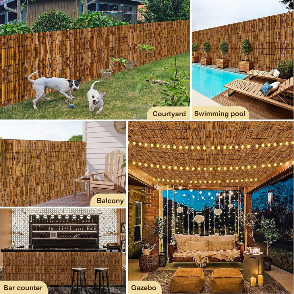 Natural Reed Fencing,Decorative Bamboo Fence Rolls Handwoven Friendly Sun Shade for Garden,Patio,Balcony Windows 3x16FT