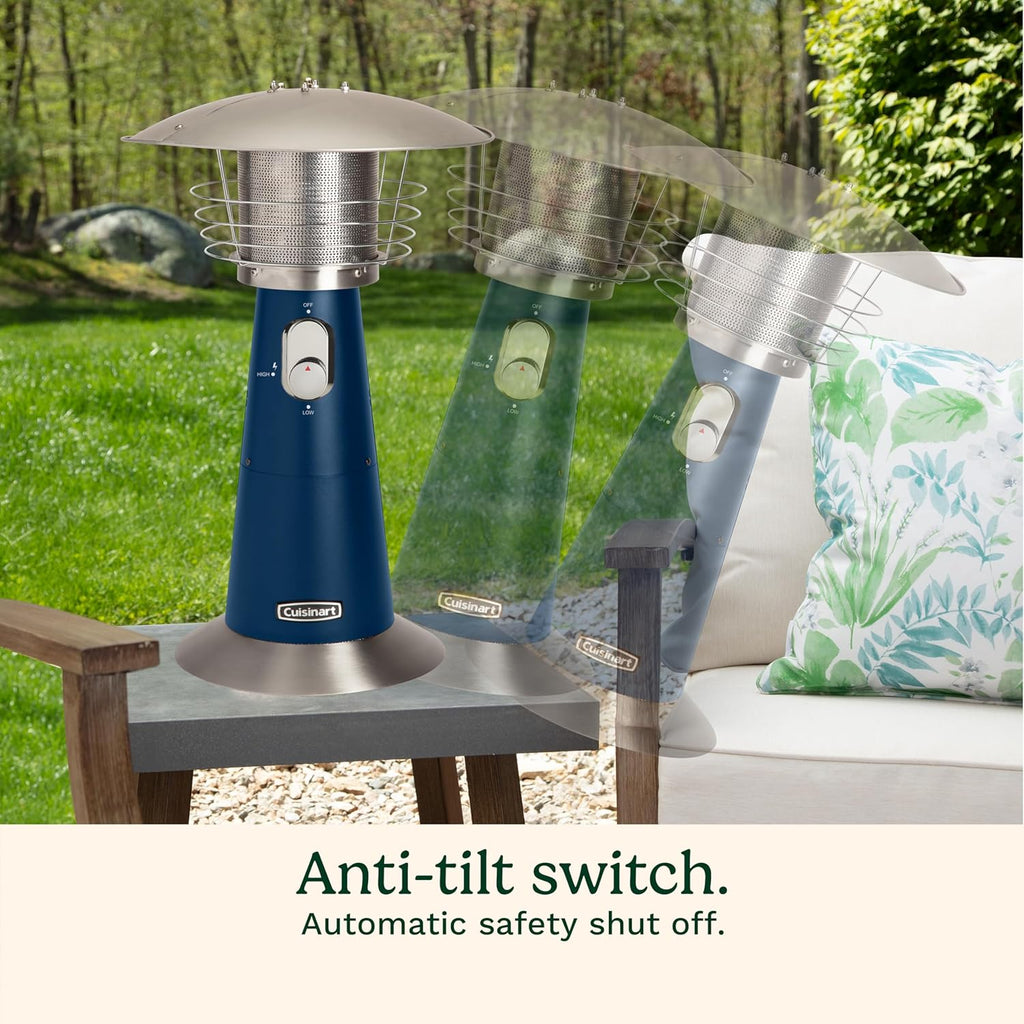 Cuisinart Portable Tabletop Patio Heater, 11,000 BTU Outdoor Propane Heater with Safety Tilt Switch and Adjustable Heat, Burner Screen Guard, 30 sq. Foot Heat Range, Navy