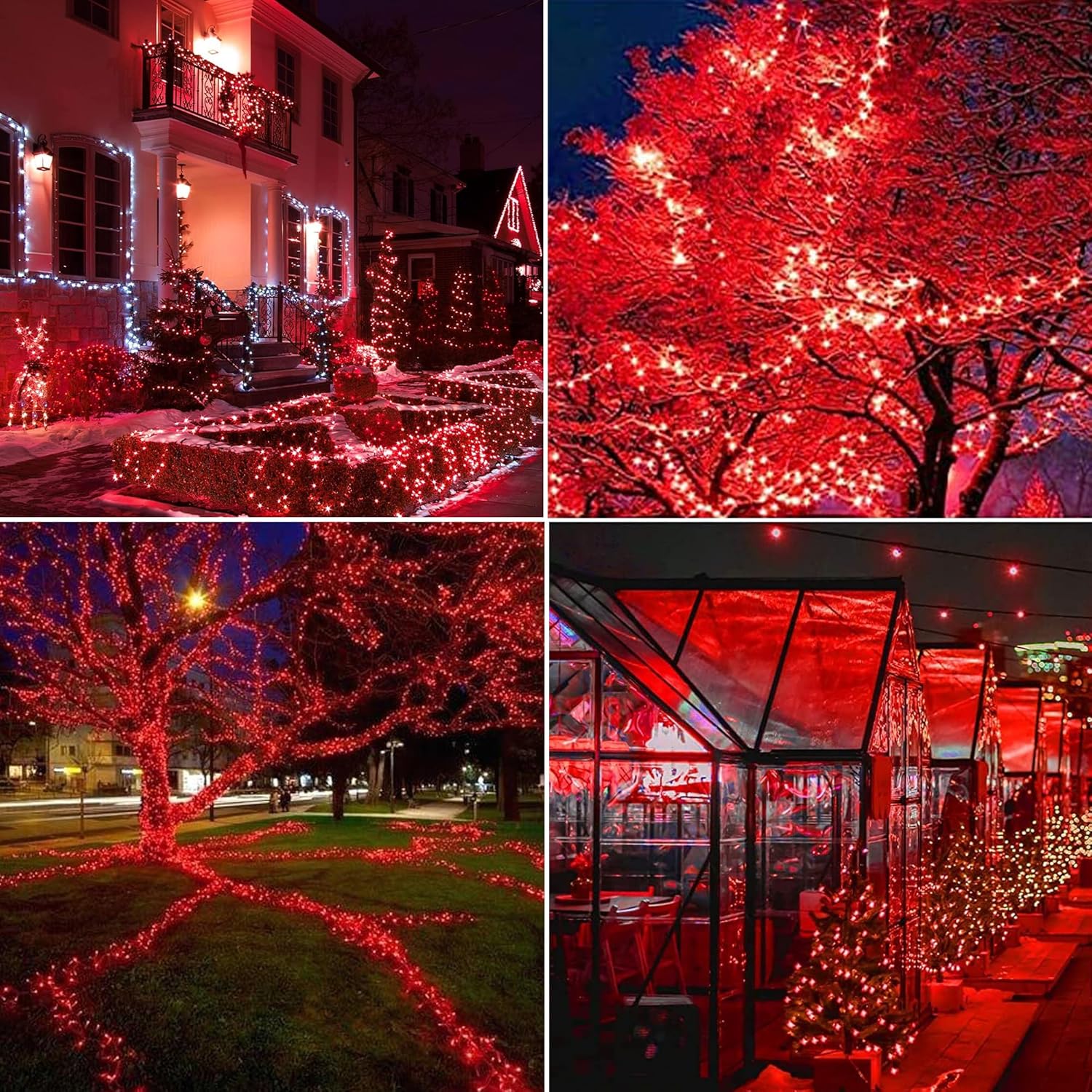 Joomer Solar Fairy Lights, 2-Pack Total 80FT 240LED Solar String Lights Outdoor Waterproof 8 Lighting Modes for Fence Party Garden Patio Yard Home Holiday Tree Outdoor Decoration (Red)