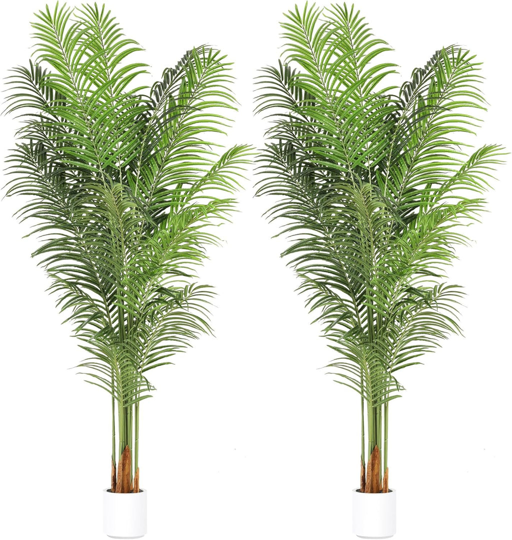 Artificial Palm Tree 7.2Ft Tall Large Fake Plant Indoor Decorative Faux Silk Green Potted Plants for Office Living Room Outdoor Home Decor (2 Pack)