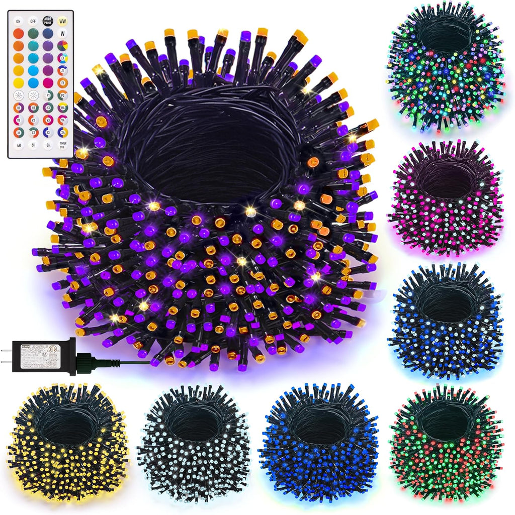 LitHome 164ft 500Led Color Changing String Lights with Remote,35 Colors RGB Christmas Lights with Timer,Dimmable Halloween String Light Outdoor Plug in,Xmas Tree Light Indoor for Fall Party Decor