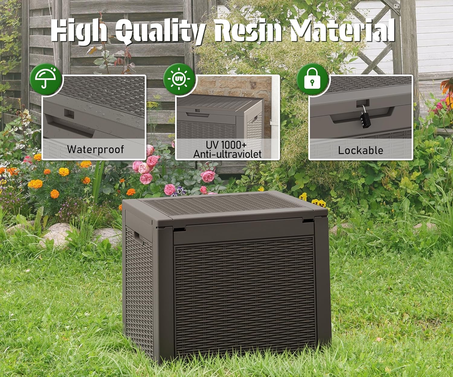 KAMABOKO 31 Gallon Outdoor Storage Box 2 Pack All-Weather Deck Box for Patio Furniture, Package Deliveries, Garden Tools, Pool Supplies & Cushions, Grey