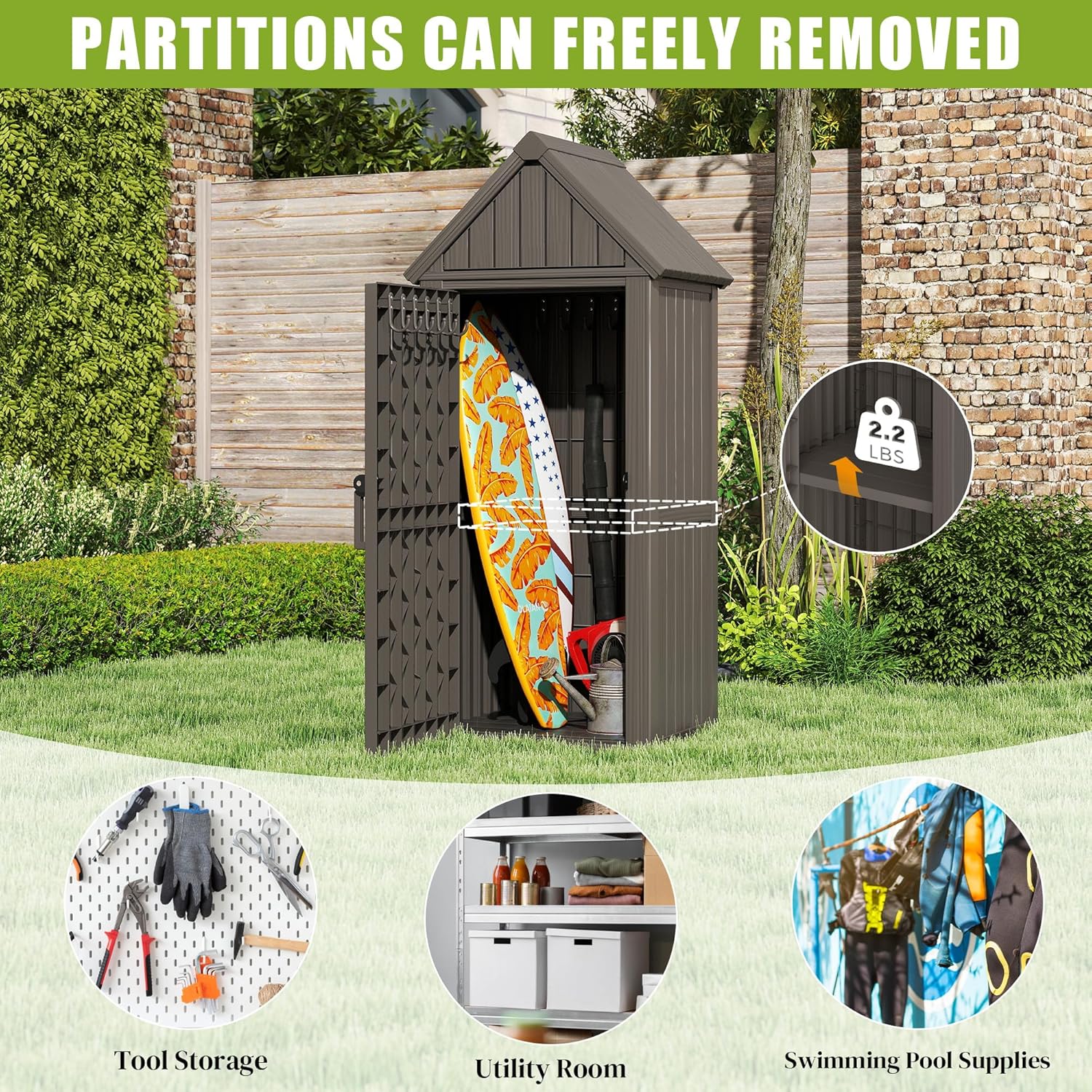 Ultimate Outdoor Storage Cabinet - Durable Resin Construction with Reinforced Floor, Adjustable Shelves & Lock for Security (Grey)