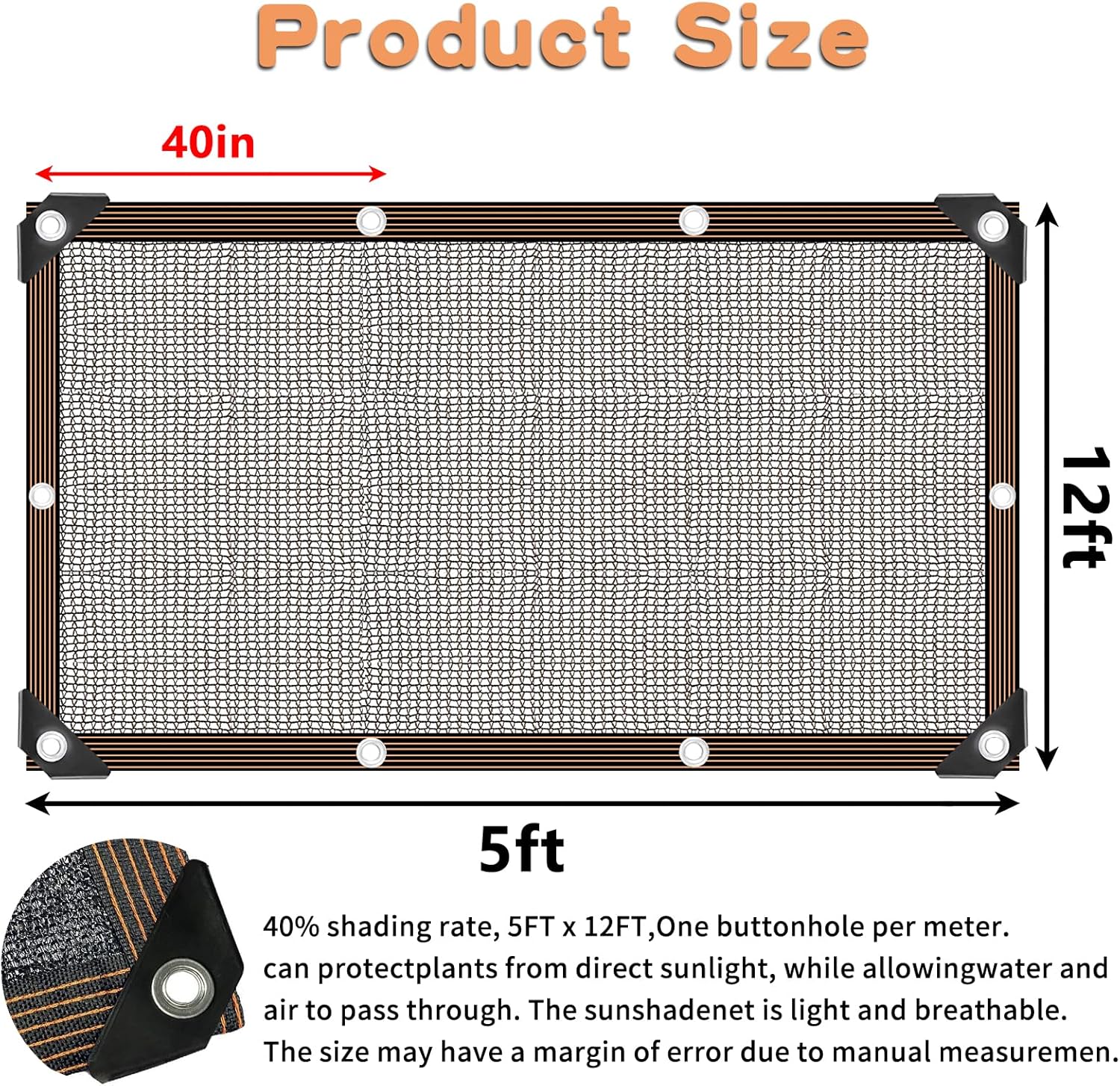 Shade Cloth for Plants Greenhouse, 40-50% Sunblock Shade Sails -for Outdoor Garden Pergola Patio Lawn Plant Sun Shade Cloths for Kennel Chicken Coop Easier to Hang Shade Net Cover