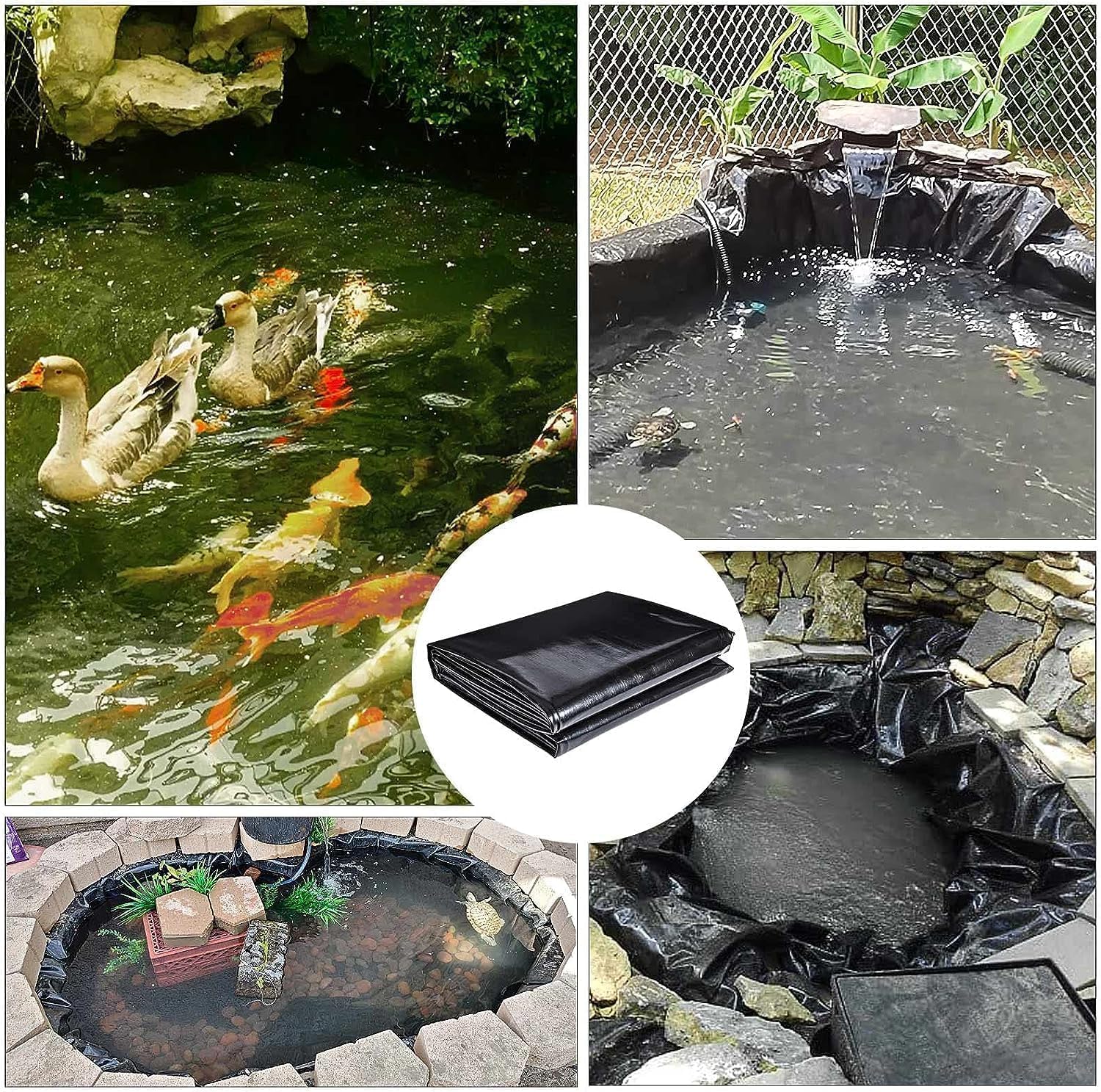 ToLanbbt Pond Liner 10 FT x 10 FT HDPE Pond Liners, 20 Mil UV Resistant Preformed Pond Liner Easy Cutting, Pond Liner for Natural Looking Ponds, Waterfall, Koi Pondsand Water Garden (Black)