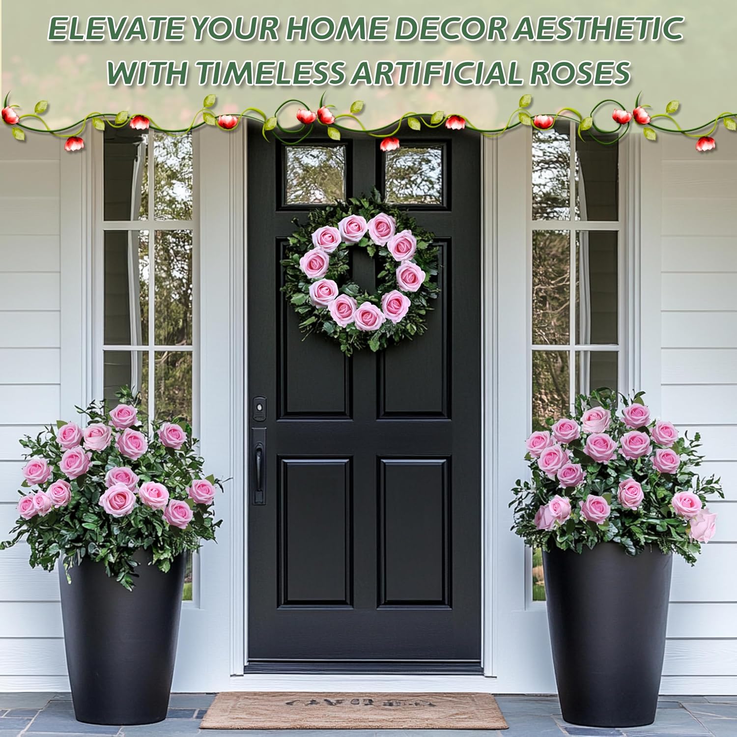 30 PCS Fake Pink Roses, Artificial Flowers Bulk Realistic Silk Faux Rose with Stems for Wedding Decoration Bridal Bouquet Birthday Celebrations DIY Floral Arrangement Home Decor