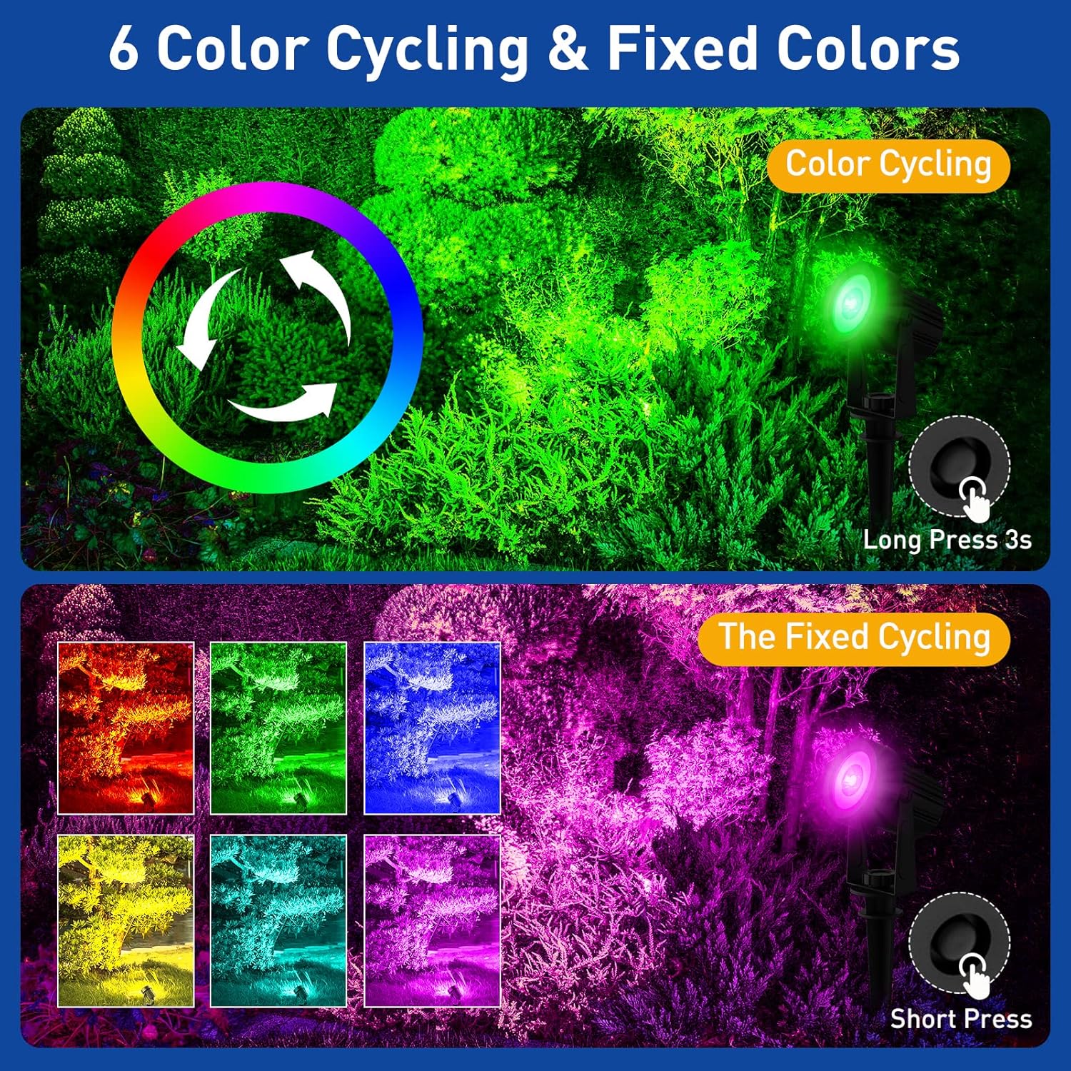 T-SUNUS Halloween Solar Spot Lights Outdoor Color Changing, Landscape Spotlights RGB Lighting Waterproof IP65 9.8ft Cable for Christmas Patio Pathway Yard Garden Wall Holiday Decoration (Multi-Color)