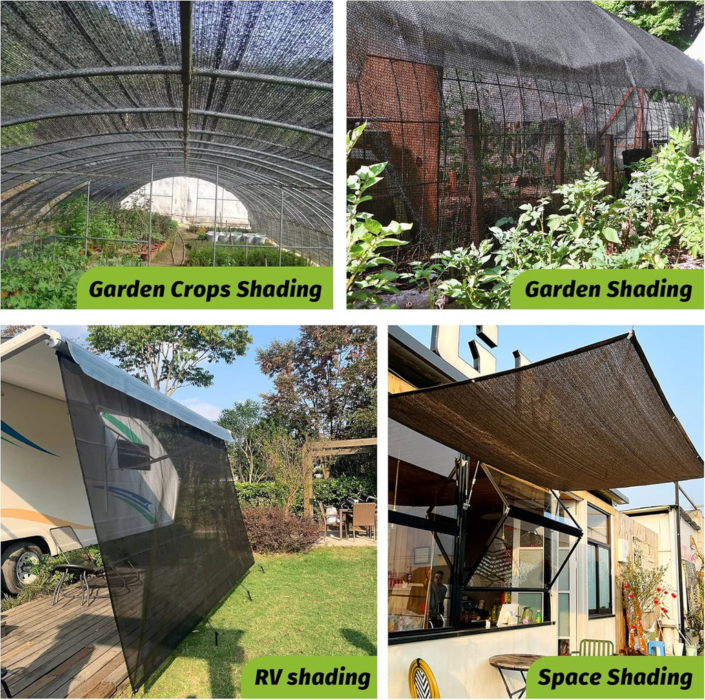 Garden expert 75% Black Shade Cloth 10x10FT Taped Edge with Grommets Sun Net Mesh for Garden Patio Backyard UV-Resistant