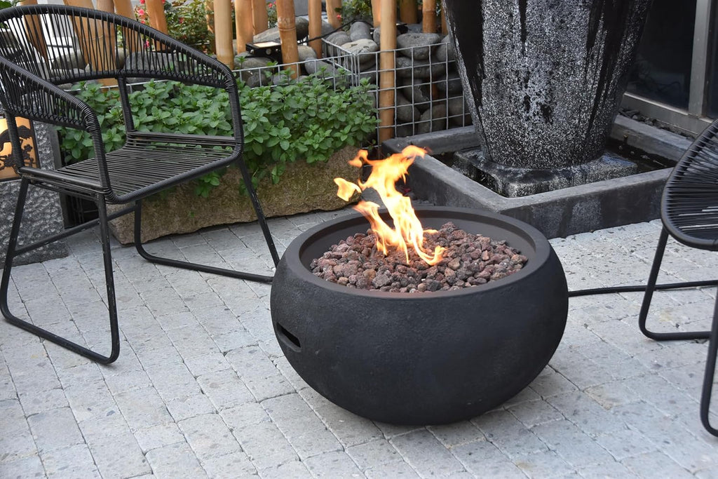AMS Fireplace | Modeno | York | Firepit Table | Cover and Lava Rocks Included | (Fuel: Natural Gas - Black)
