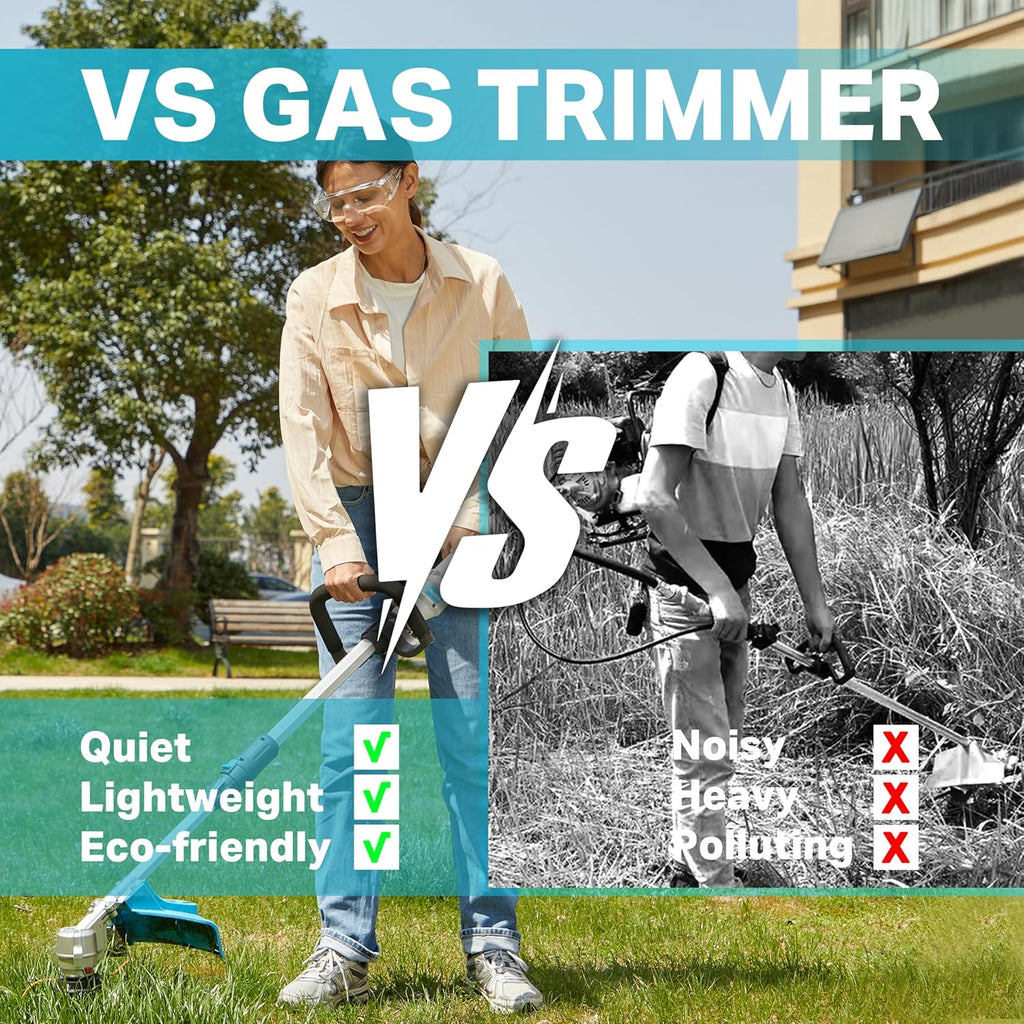 RB 40V 15" Cordless 2-in-1 Grass Trimmer and Edger – Lightweight, Powerful, with 2.0Ah Battery & Charger & 39ft 0.079'' line, Auto Feed, Adjustable Speed & Telescopic Handle