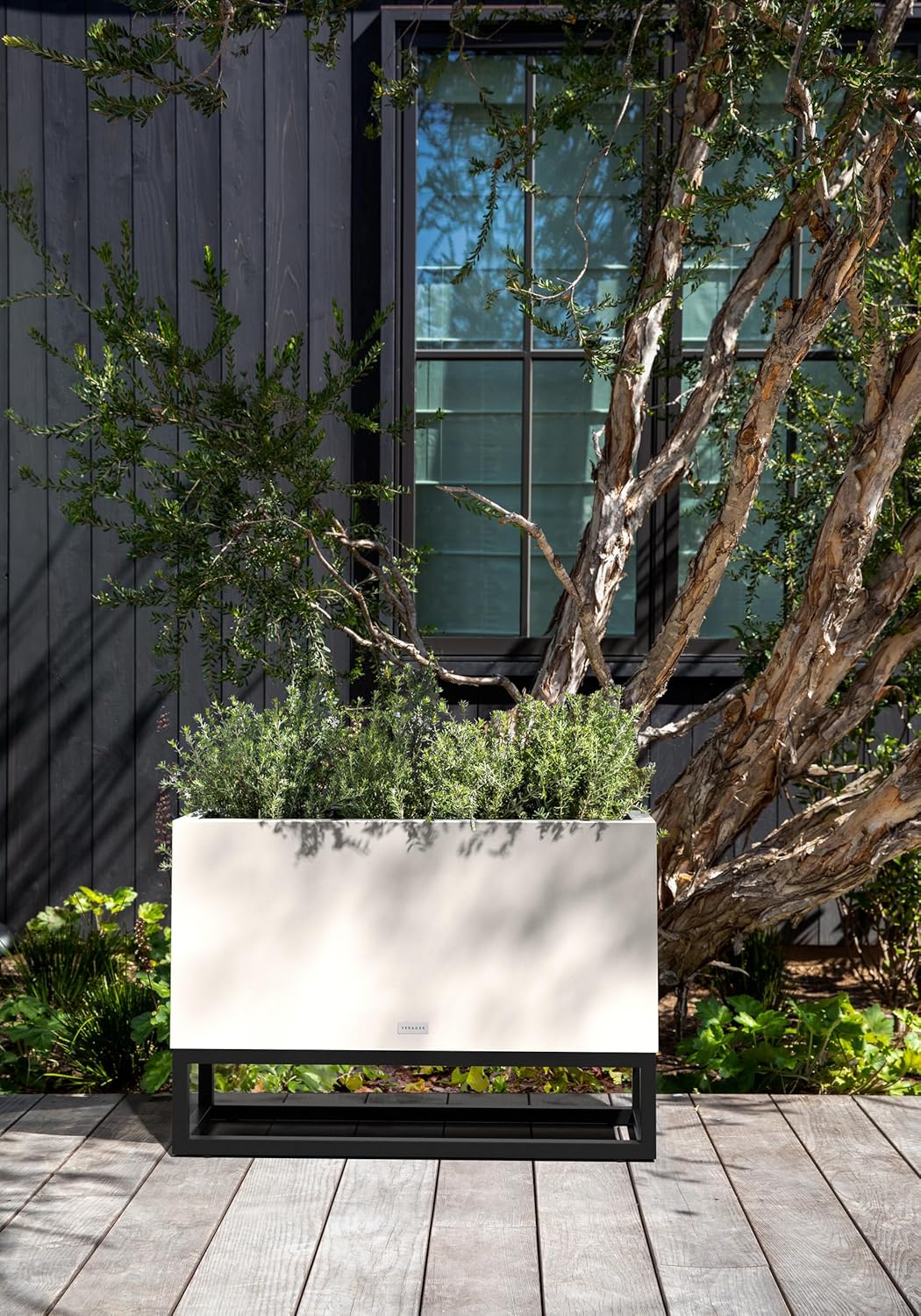 Veradek Block Series Raised Long Box Planter for Patio & Garden | Durable All-Weather Use with Aluminum Stand | Modern Décor for Herbs, Flowers