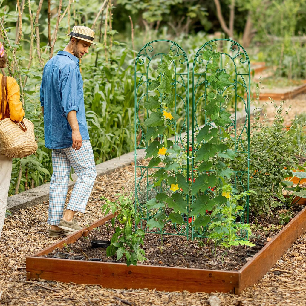 4 Pack 59x16in Metal Garden Trellis for Climbing Plants,Green Large Trellis for Climbing Plants Outdoor, Roses, Vegetables Vines Flowers Support, Large Decorative Outdoor Trellis