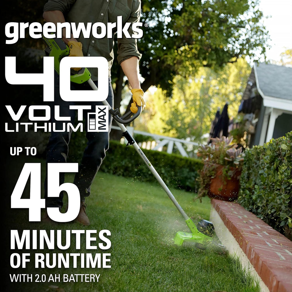 Greenworks 40V 12" Cordless String Trimmer, 2.0Ah Battery and Charger Included