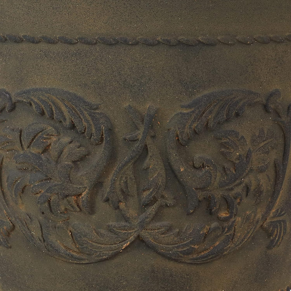 Sunnydaze 19.5-Inch Arabella Large Plant Pot - Polyresin Round Outdoor Planter with Drillable Drainage Holes - Sable