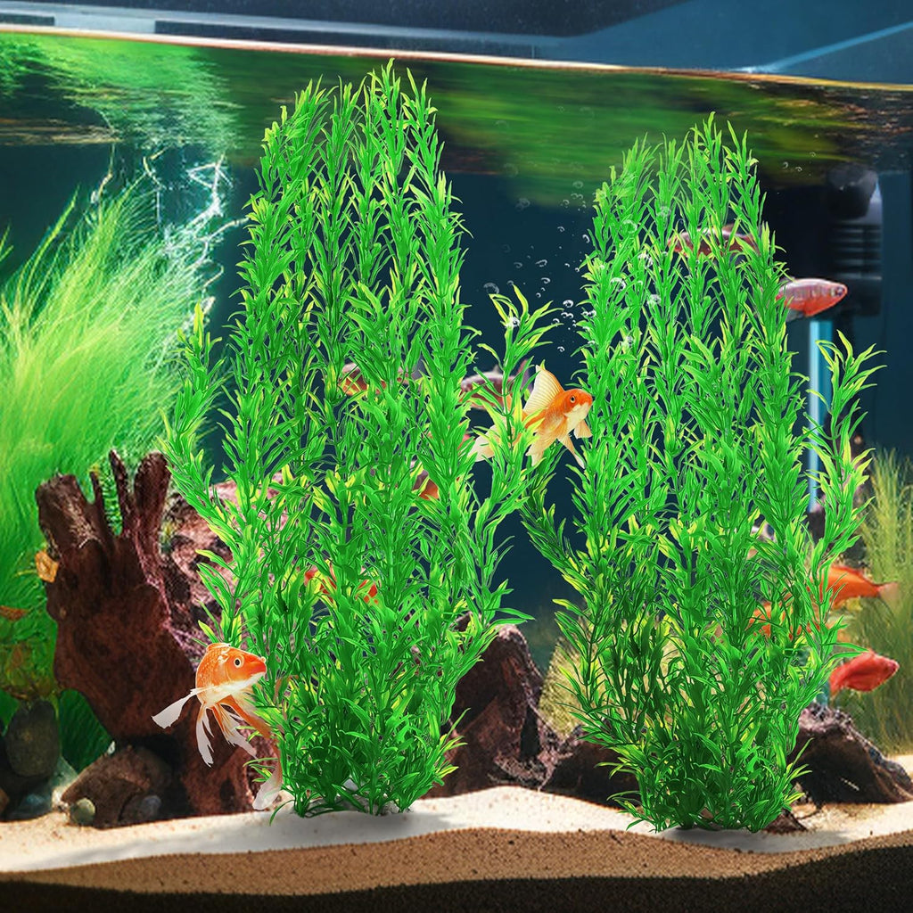 MyLifeUNIT Aquarium Plants, 21 Inches Tall Plastic Fish Tank Plants for Fish Tank Decorations and Aquarium Decor (Green)