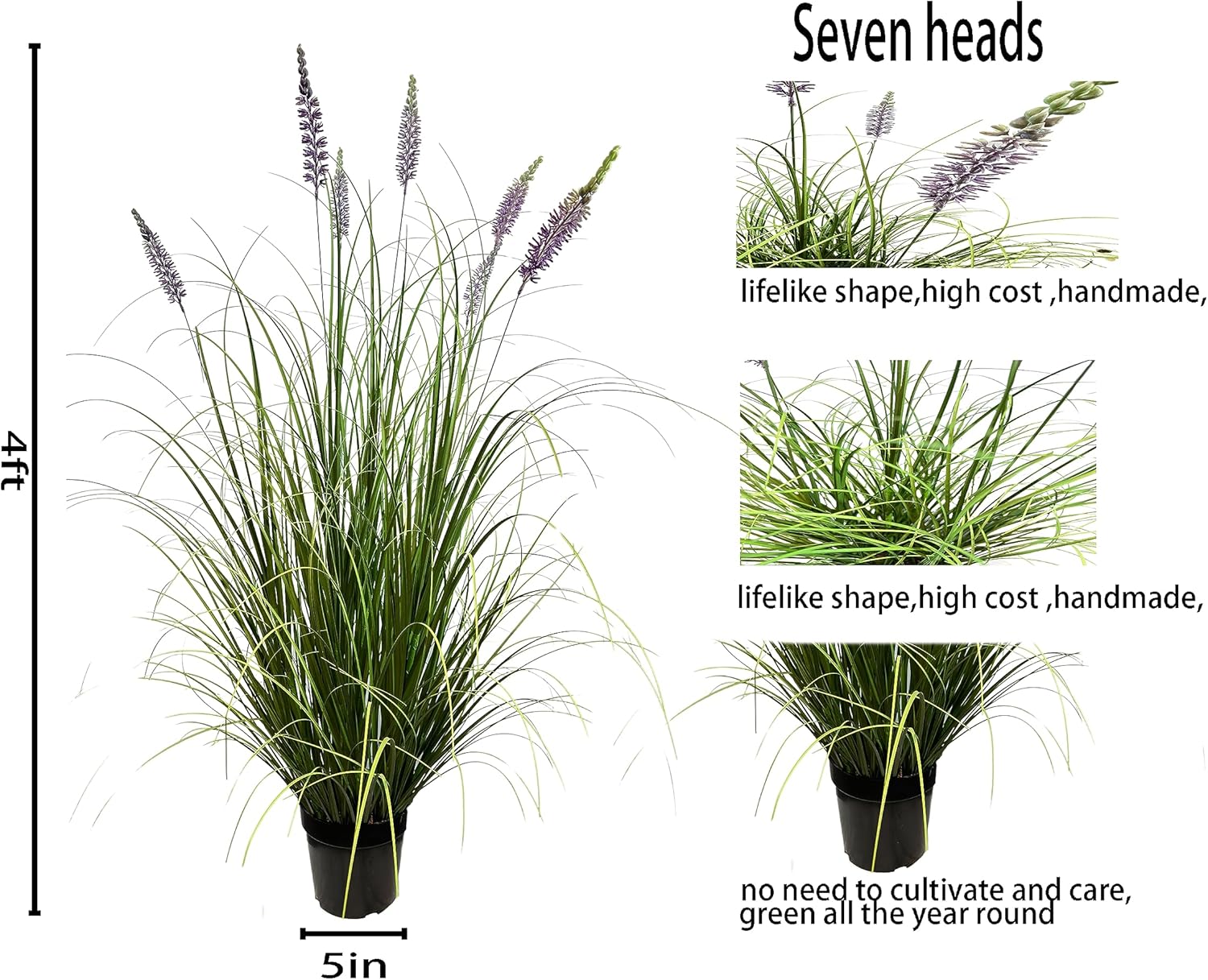 Artificial Plant 47in(1pack) Tall Artificial Lavender Plant,Faux Plants Indoor Home Decorative Artificial Plants & Flowers in Pot Fake Plant, House Plant Indoor