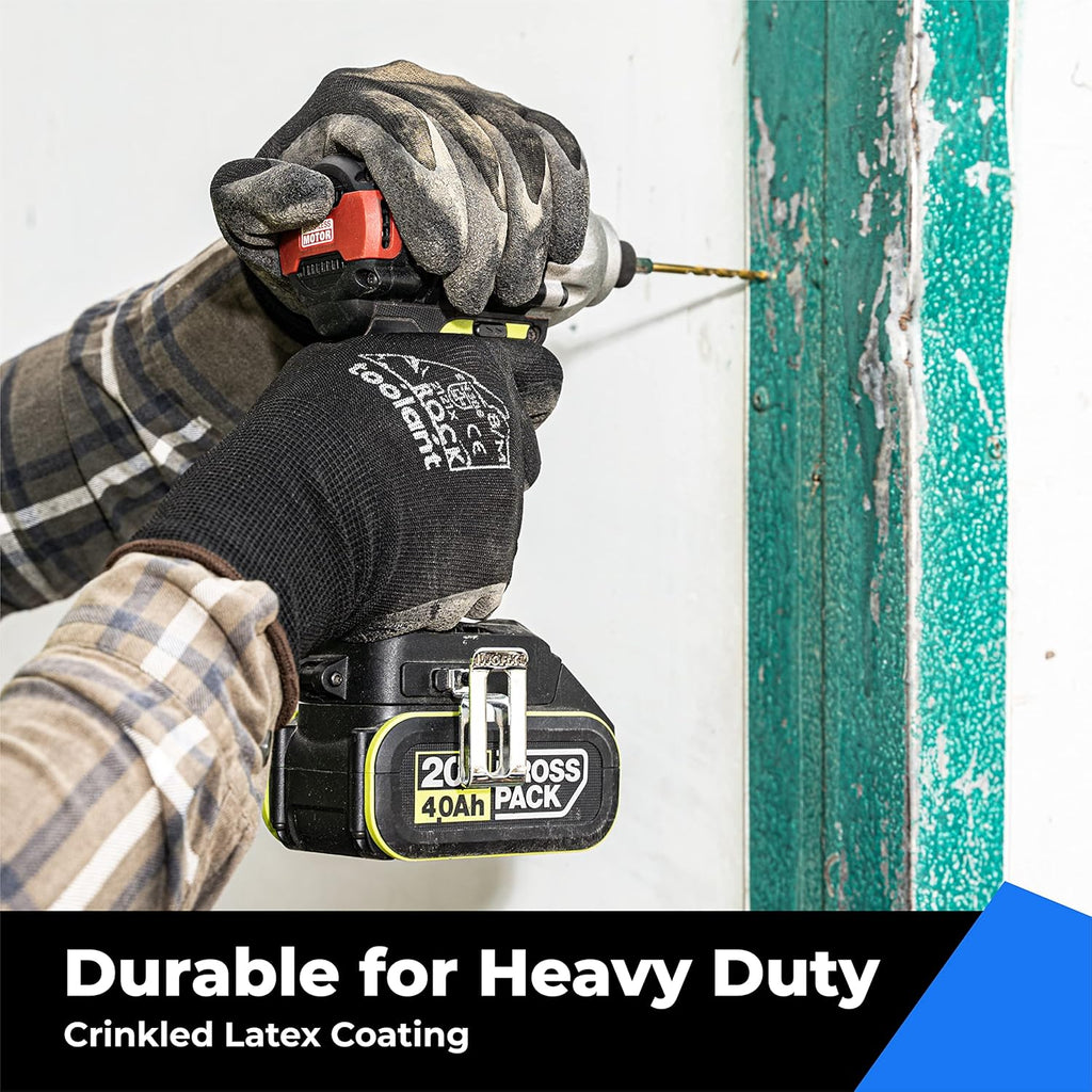 toolant Crinkle Latex Work Gloves Bulk, Rubber Coated Safety Work Gloves for Men and Women, 120 Pairs for Construction, Gardening, Warehouse (Black, Medium)