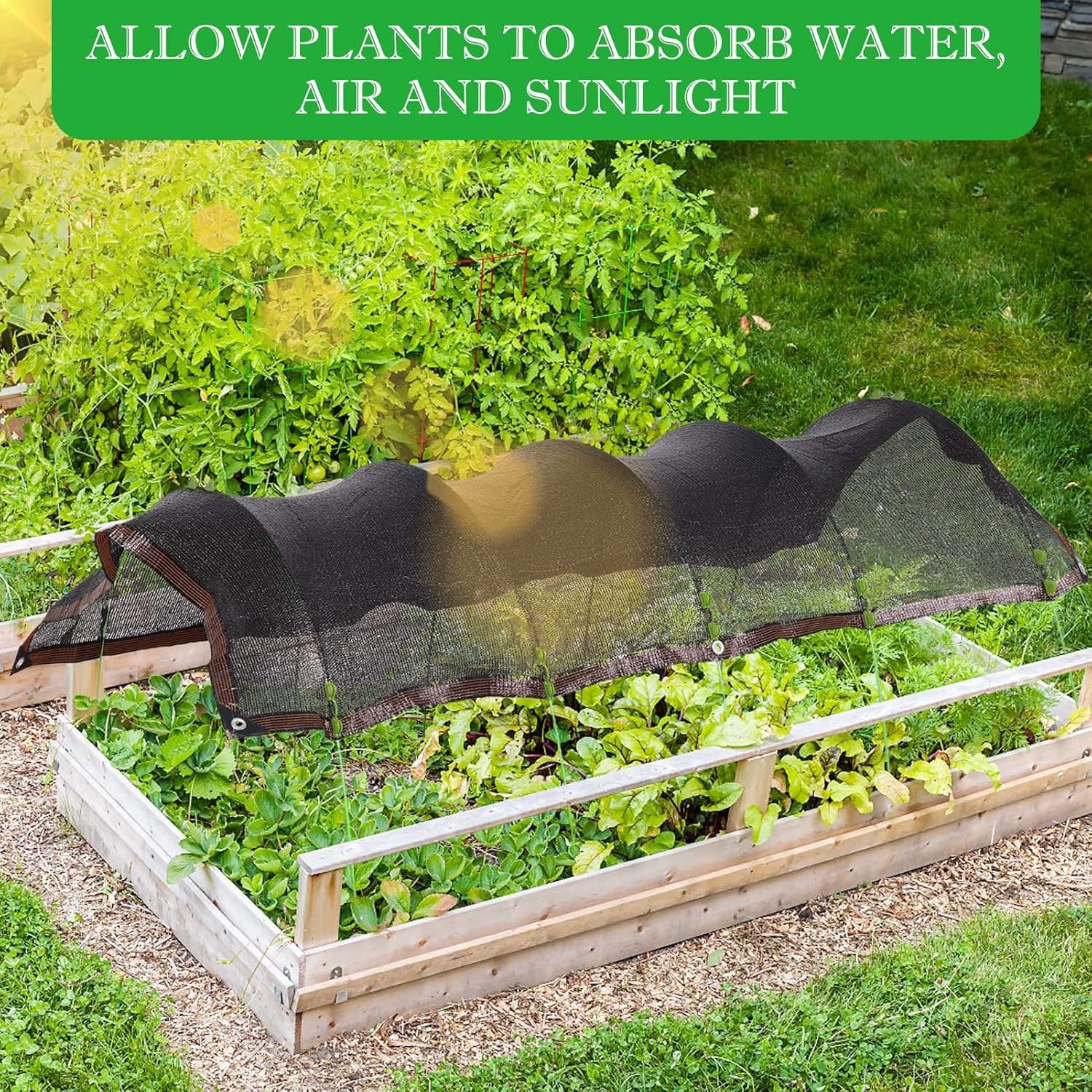 118"x78.7" Garden Shade Kit, 70% Garden Sun Shade Cloth with Hoops for Plants Heat Protection, Raised Garden Bed Shade Cover Plant Sun Shade for Outdoor Plants Vegetables