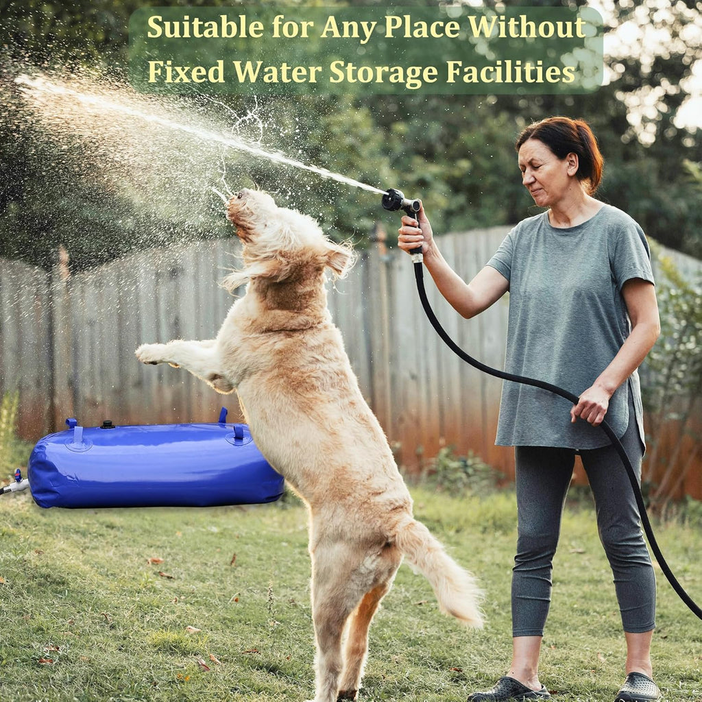 Ogrmar 240L/63.4Gallon Portable Water Storage Bladder Containers, Large Capacity Foldable Water Tank for Garden Water Catcher Including PVC Spigots and Overflow Kit, Emergency Water Storage Bag, Blue