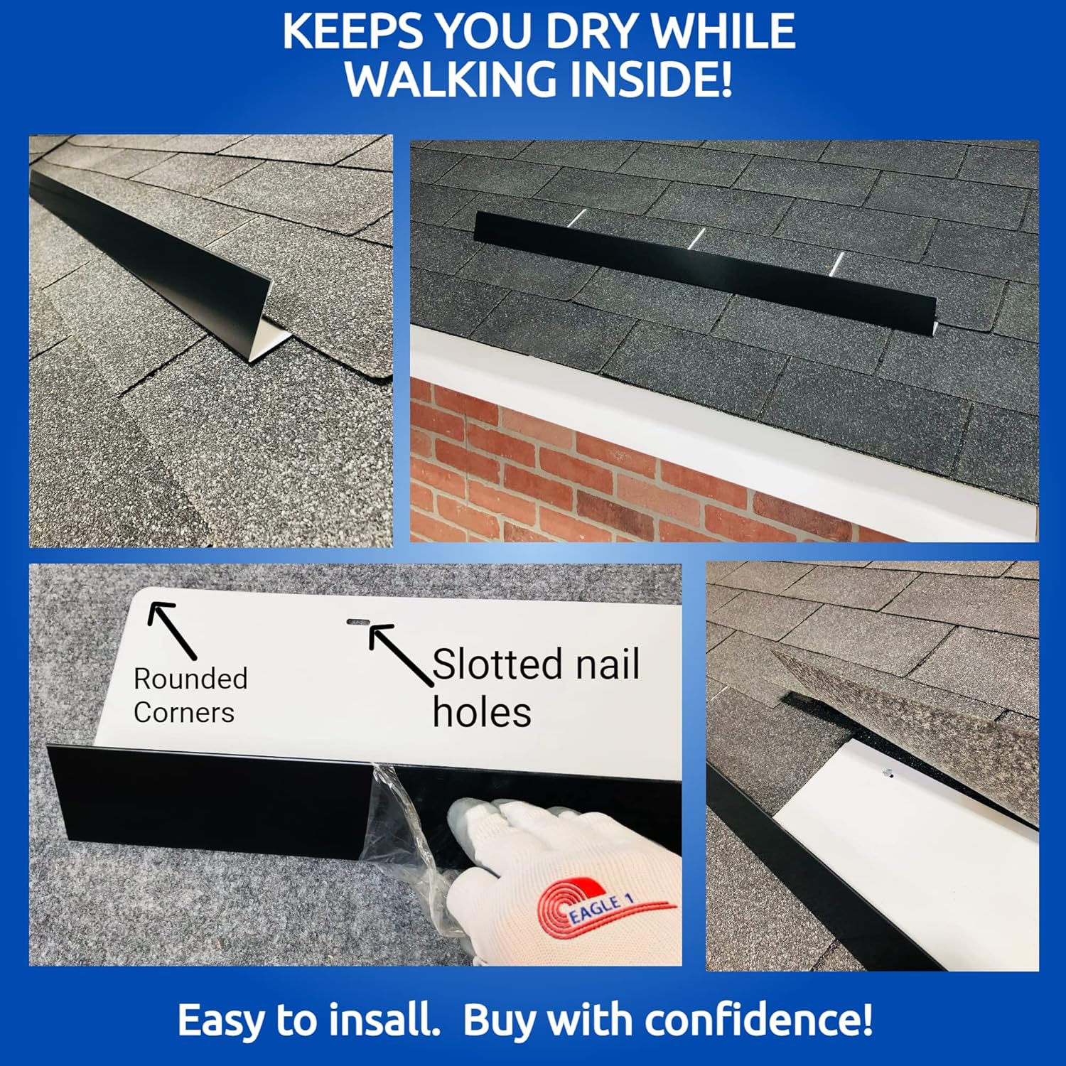 Eagle 1-26 Gauge 5 Foot Rain Diverter - Nails and Instructions Included (Mill Finish Aluminum, Copper, Galvanized, Stainless Steel & More) (2, White)