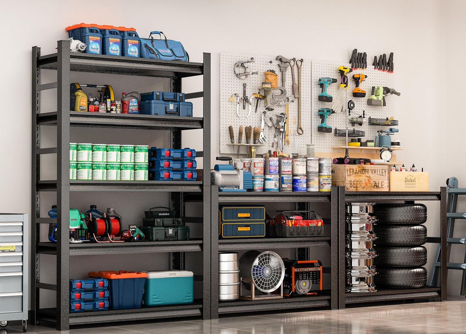 72" H Garage Shelving 3000LBS Metal Storage Shelves 5-Tier Adjustable Shelving Units Heavy Duty for Basement, Commercial, Warehouse, Industrial, Black (72" H*36" W*16" D)