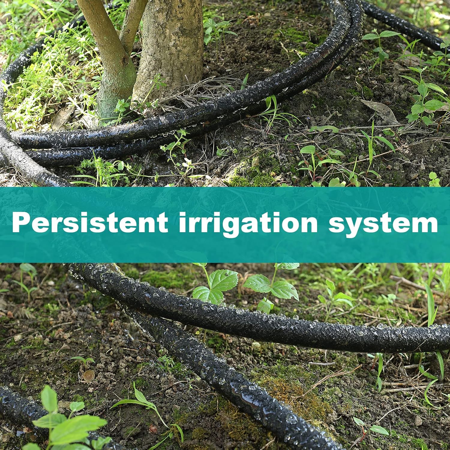 100 FT Soaker Hose 1/2" Heavy Duty Garden Hose to Save 70% Water Drip Irrigation Kit for Lawn/Yard Landscaping Beds (100FT)