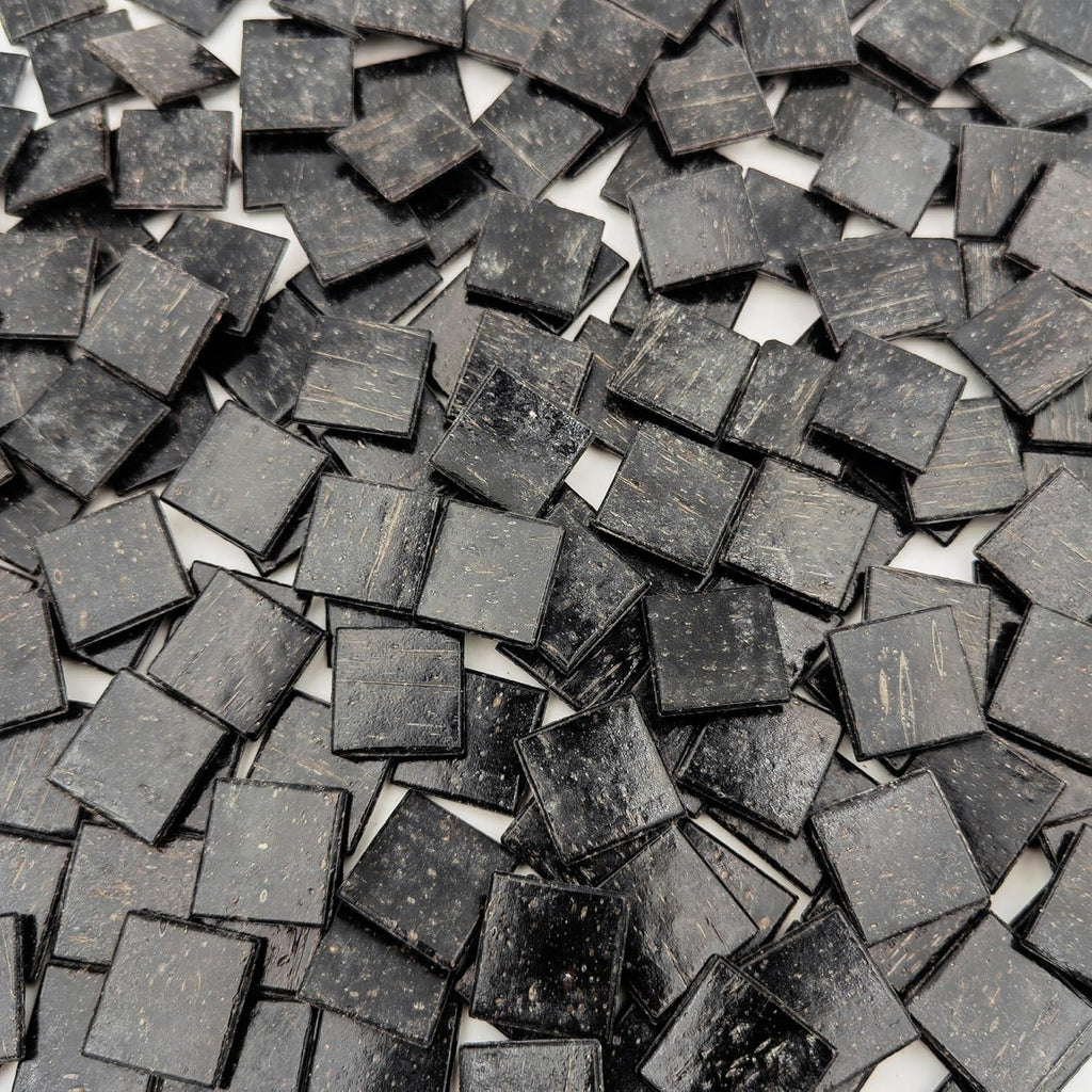 3/4 inch Quartz Glass Mosaic Tiles for Crafts, 1.1 LB, Square Mosaic Pieces for DIY Picture, Home Mosaic Decoration (Black)
