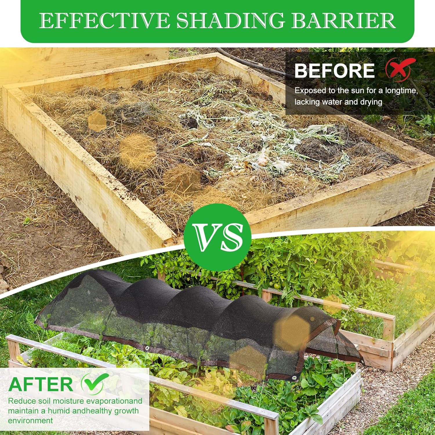 118"x78.7" Garden Shade Kit, 70% Garden Sun Shade Cloth with Hoops for Plants Heat Protection, Raised Garden Bed Shade Cover Plant Sun Shade for Outdoor Plants Vegetables