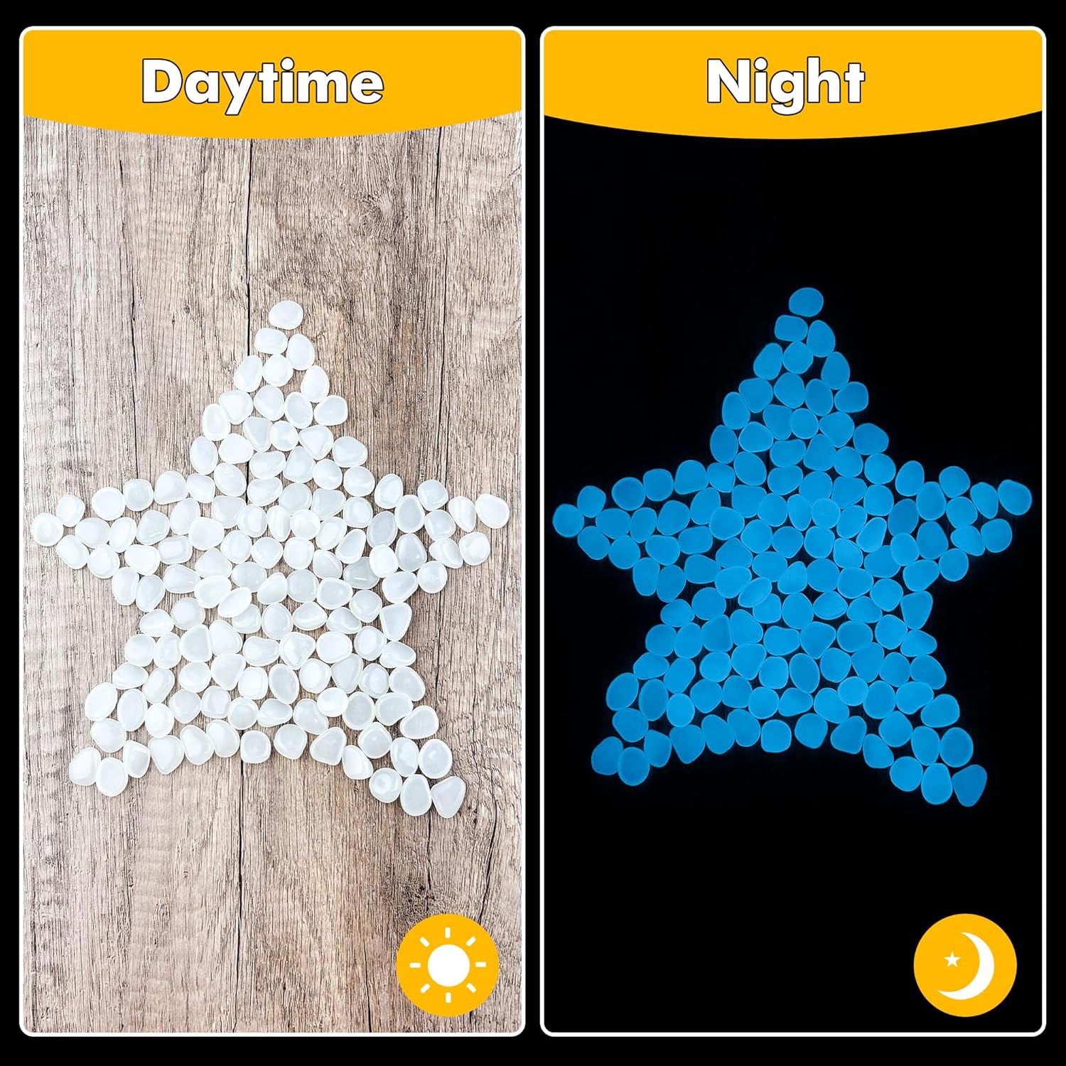 Glow in The Dark Rocks Outdoor Garden Pebbles Stones, 1.2Lbs White Fish Tank Glow Rocks Resin Glowing Pebbles for Garden/Aquarium/Planter/Walkway/Driveway