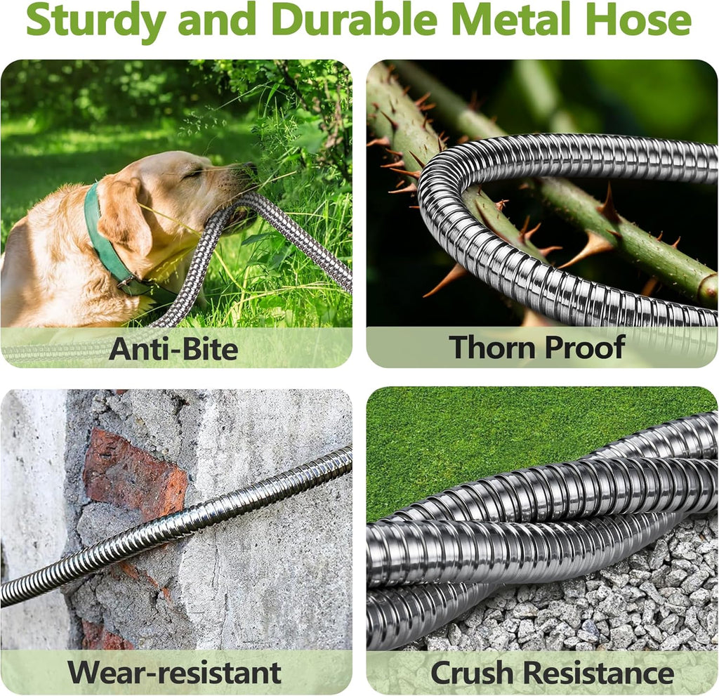 100FT 304 Stainless Steel Garden Hose-2025New Upgraded Quality Metal Expandable Hoses With 3/4 Solid Fitting,Sturdy and Lightweight, Kink-Free, Rust Proof & Ultra-Durable Water Hose For Yard Camper