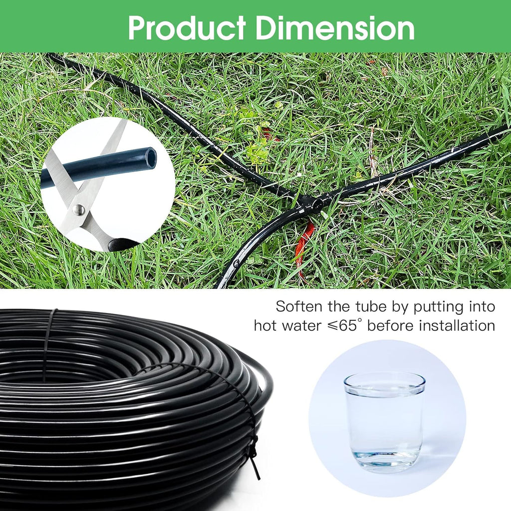 100FT 1/4 inch Drip Irrigation Tubing Distribution Hose Tube for Garden Irrigation System