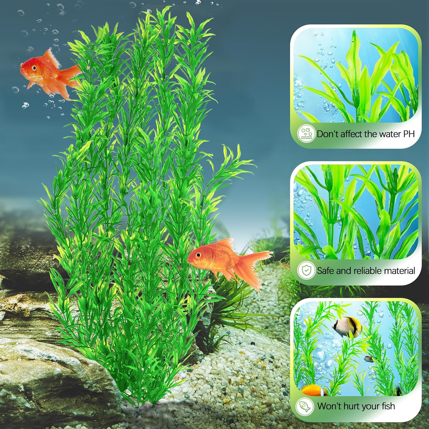MyLifeUNIT Aquarium Plants, 21 Inches Tall Plastic Fish Tank Plants for Fish Tank Decorations and Aquarium Decor (Green)