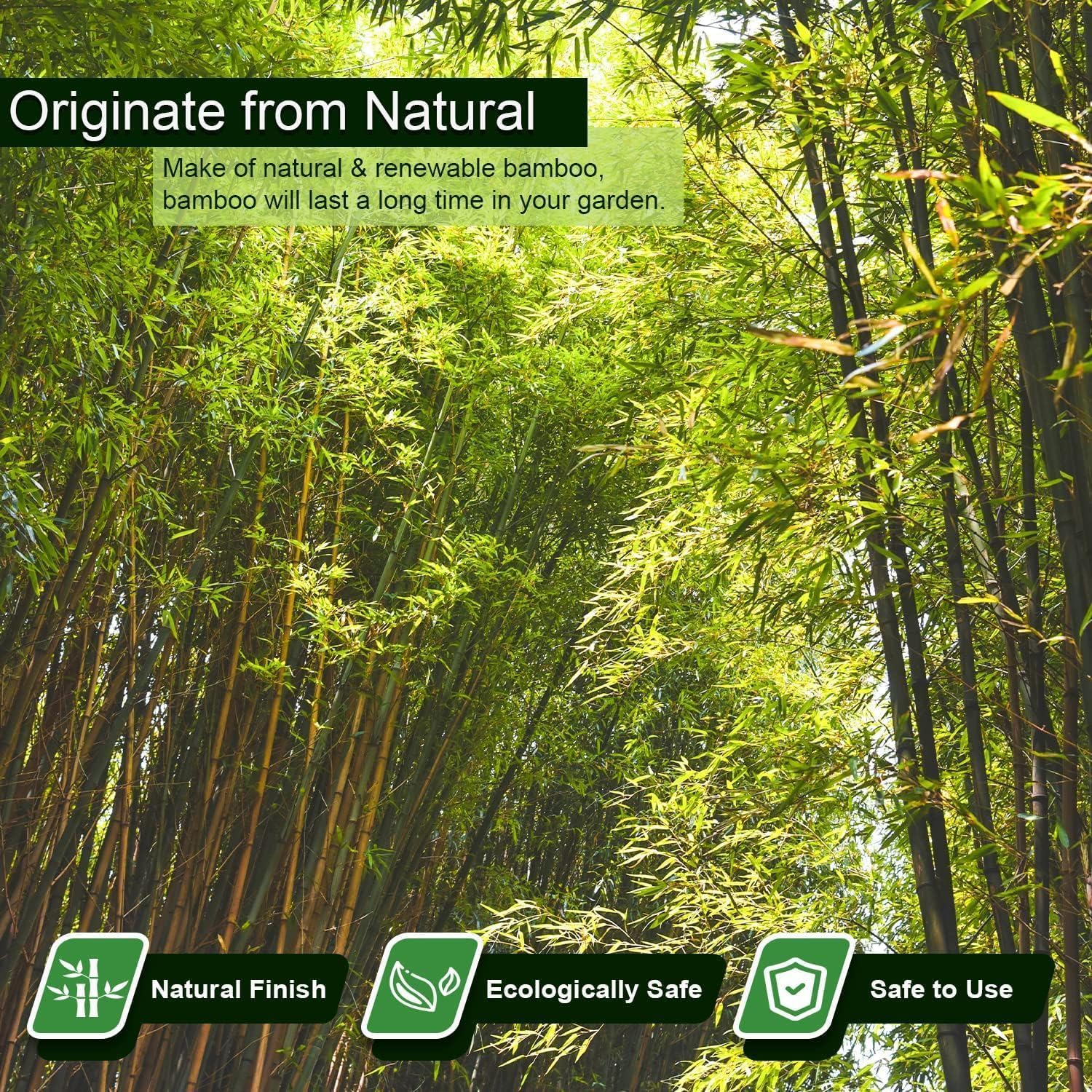 1/2" D 4.75 Feet Bamboo Stakes 50 Pack, Thicker Heavy-Duty Plant Stakes, Natural Garden Stakes for Bean, Tomato, Bean, Flowers,Trees Potted and Climbing Plant Support