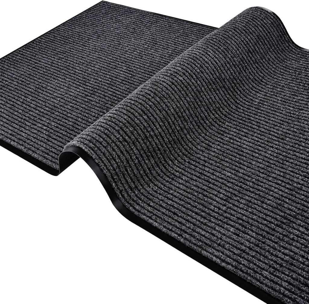 Low Profile Rubber Door Mat, 60x35inch, Heavy Duty, Durable Doormat, Indoor and Outdoor, Waterproof, Easy Clean Shoe Scraper, Home Rug Welcome Mats for Entryway, Patio, Porch, Grey