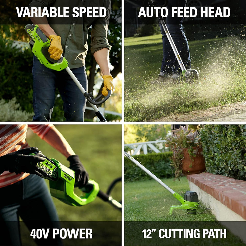 Greenworks 40V 12-Inch Cordless String Trimmer, Battery and Charger Not Included, BST4000