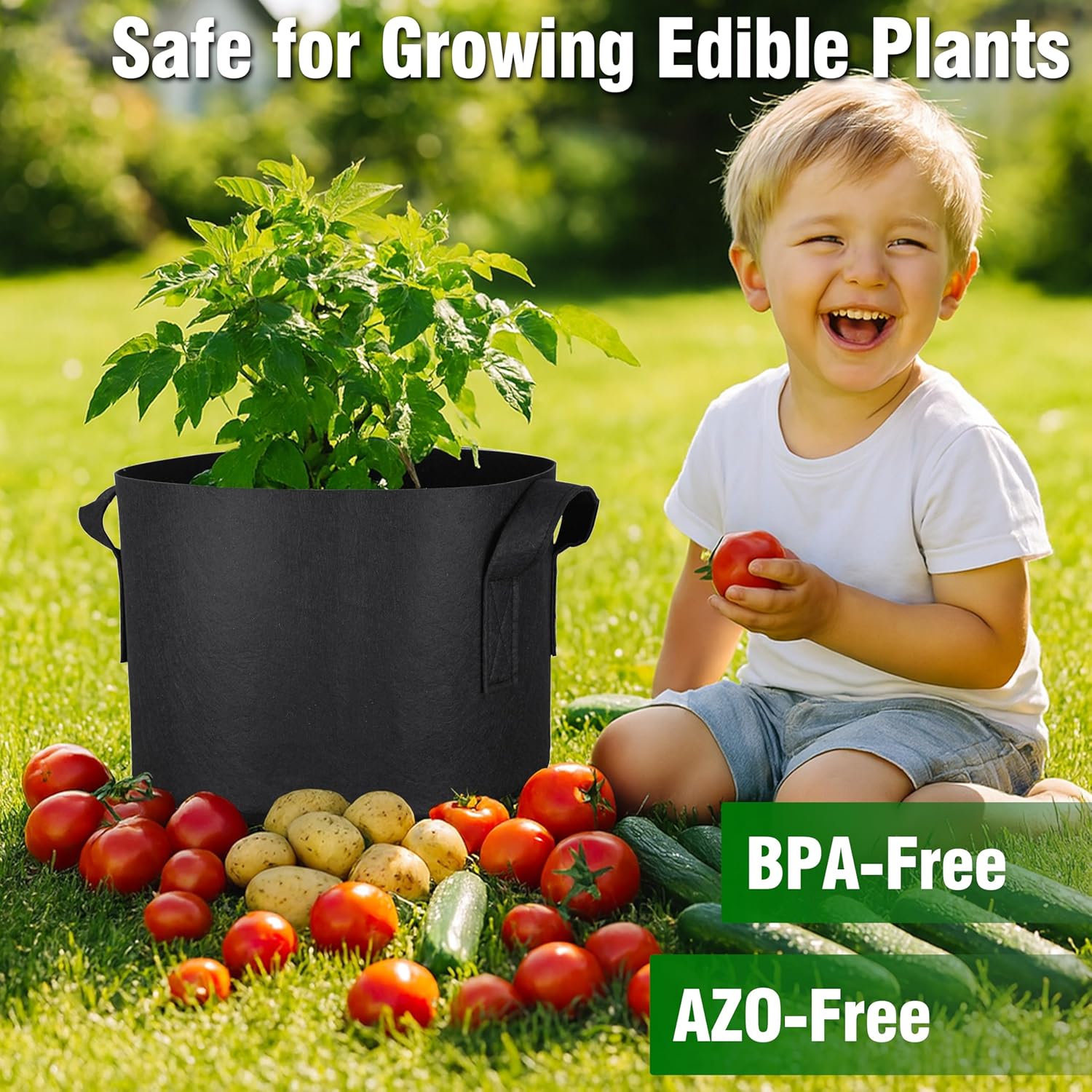 PHYEX 12-Pack 3 Gallon Grow Bags, Heavy Duty Fabric Pots with Handles, Reusable Plant Bags for Vegetable, Herbs & Flowers, BPA-Free, Breathable, Durable