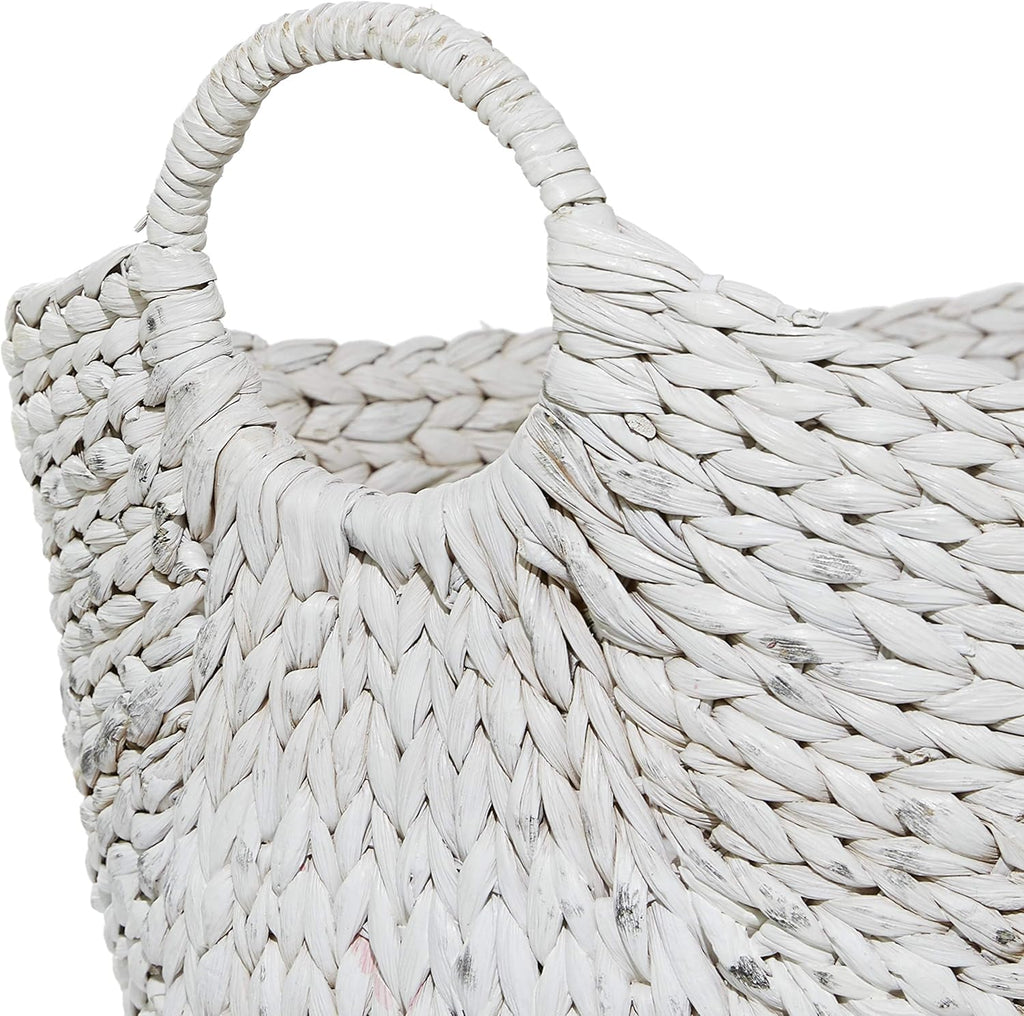 CosmoLiving by Cosmopolitan White Water Hyacinth Storage Basket 19 x 21 x 17