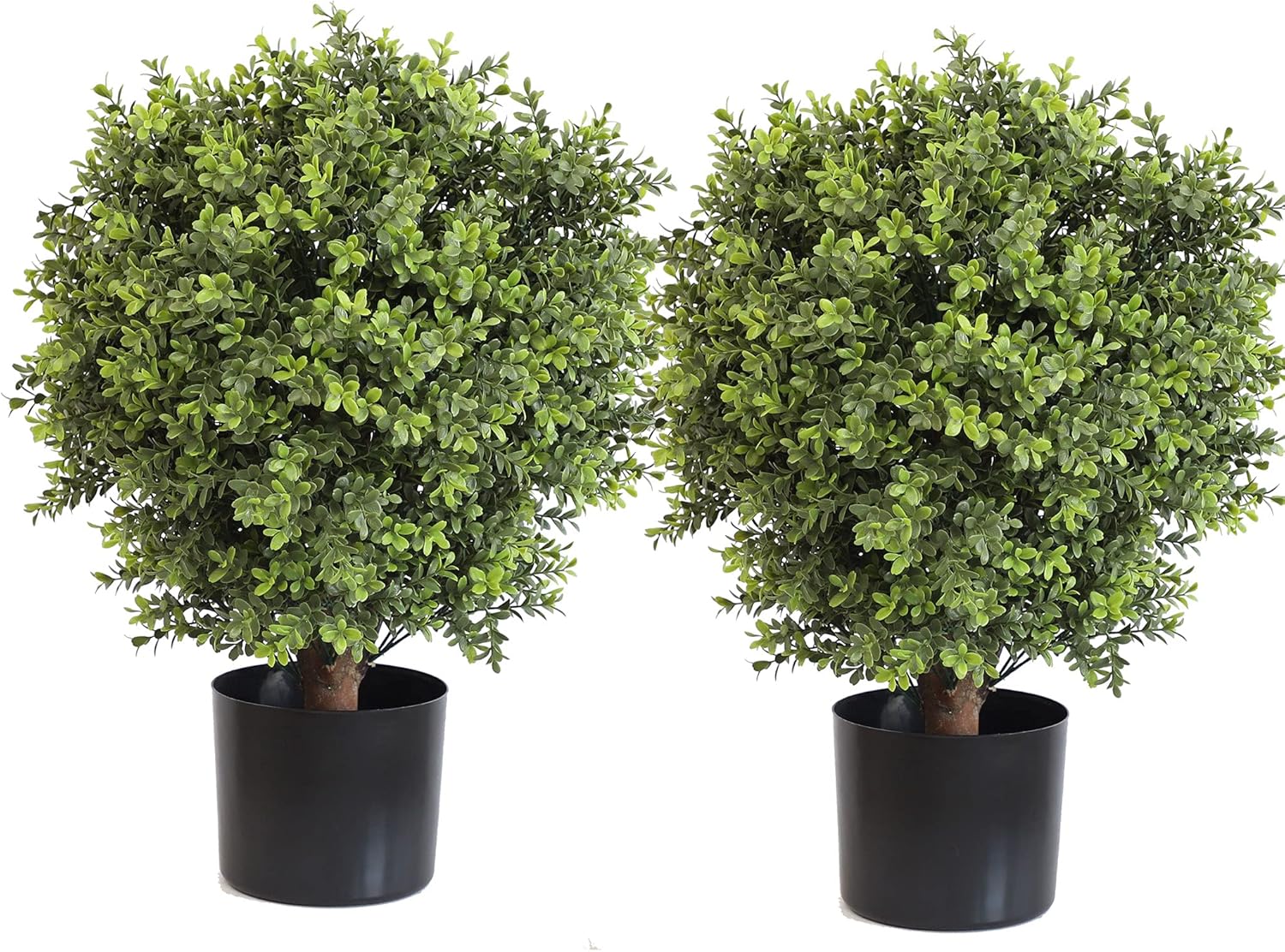 Artificial Topiary Ball Tree, 2 Pack Artificial Plants Outdoor, Ball Shaped Boxwood Topiary, Artificial Shrubs Potted for Indoor and Outdoor (22inch)