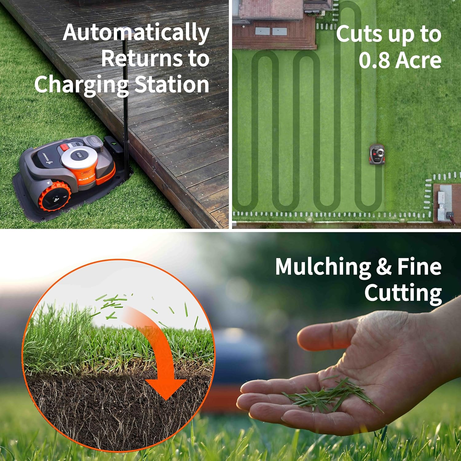 Segway Navimow H3000N-VF Robot Lawn Mower Perimeter Wire Free, 0.74 Acre RTK+Vision Robotic Lawnmower, Virtual Boundary, Systematic Mowing, APP Control, Anti-Theft 54dB(A) Quiet, Multi-Zone Management