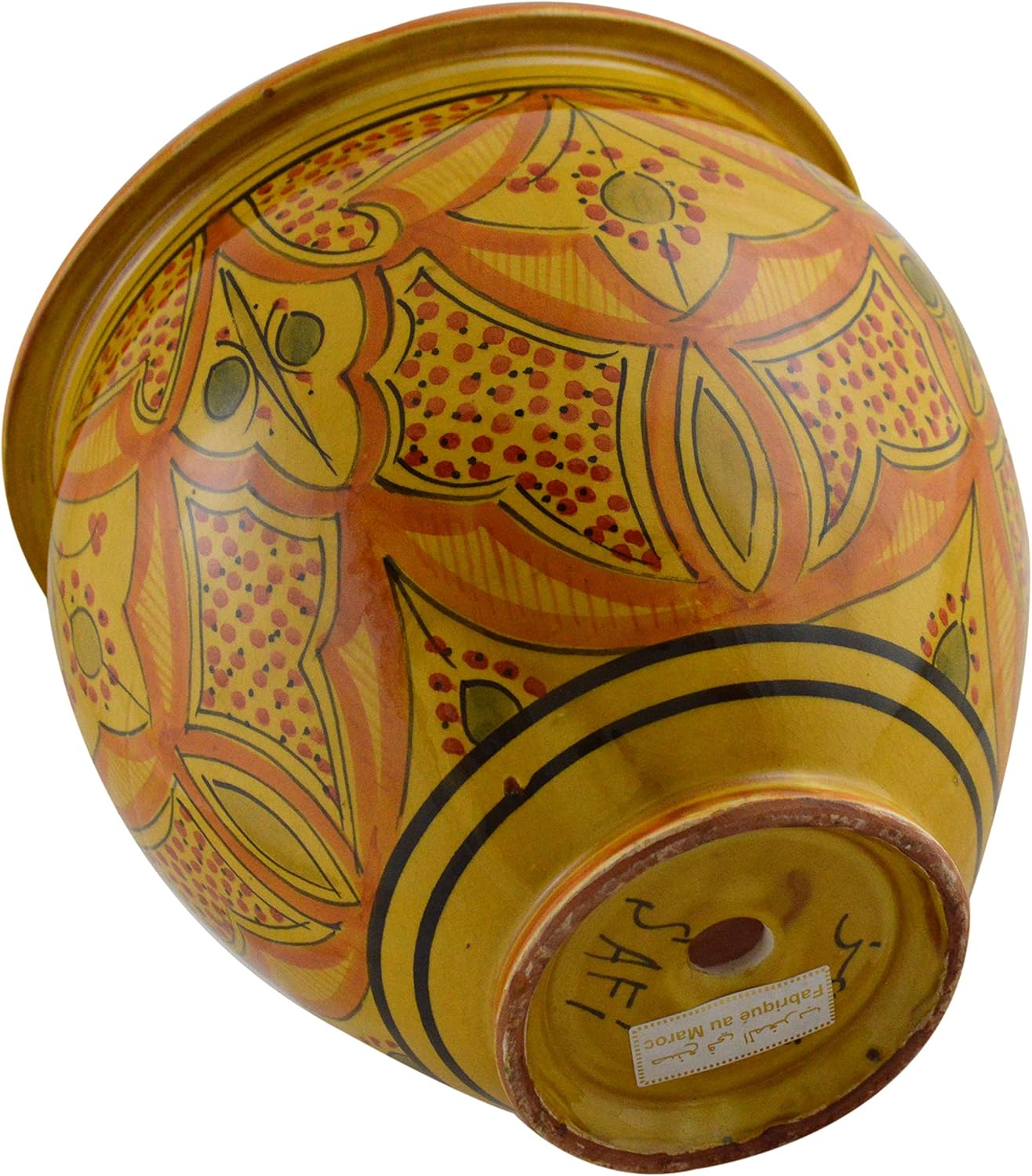 Handmade Ceramic Flower Pot Moroccan Indoor Outdoor Mediterranean Spanish Style Garden Drain Hole Planter Yellow