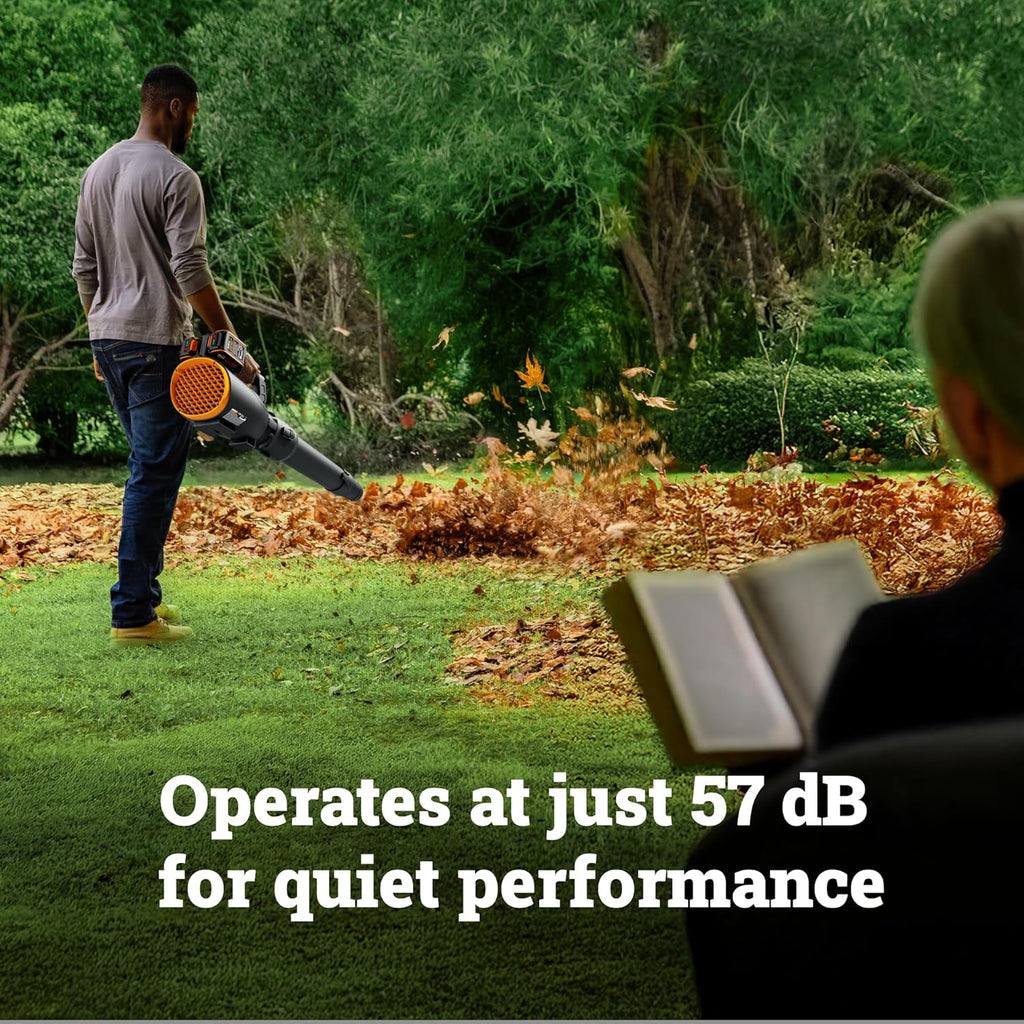 WORX Cordless Leaf Blower, 40V Electric Blower with 780CFM & 190MPH, Brushless Lawn Blower with Gas-Like Power & 57dB, 2 Batteries & Charger Included, WG582