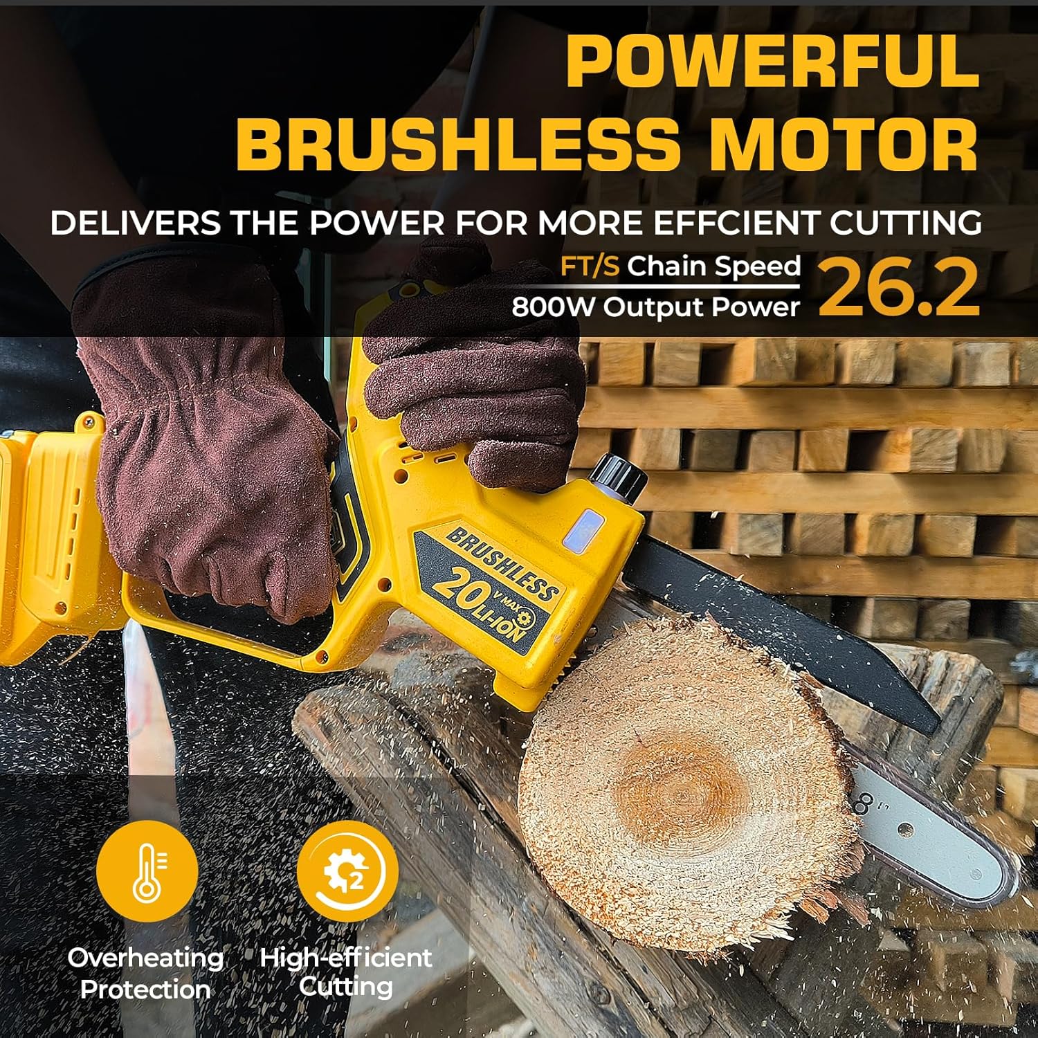 Mini Chainsaw for Dewalt 20V MAX Battery, Auto-Oiler, 8-Inch and 6-Inch 2-IN-1 Brushless Cordless Pruning Chainsaws, Battery Powered Mini Chain Saw for Wood Cutting (Tools only)