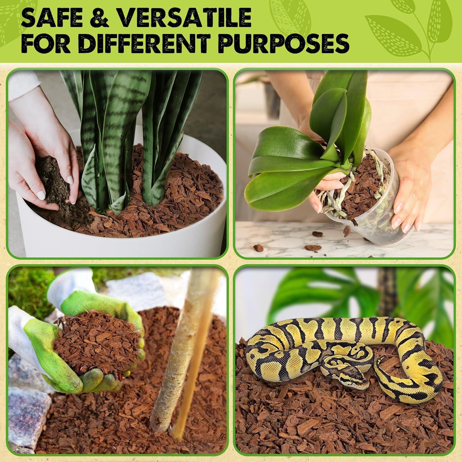 DUSPRO Orchid Bark Bulk, Fine Orchid Bark for Plants, Optimal Texture Bark for Orchids, Ideal Wood Chips for Plants, Plant Bark for Potting, bark Soil for Plants (5 qts)