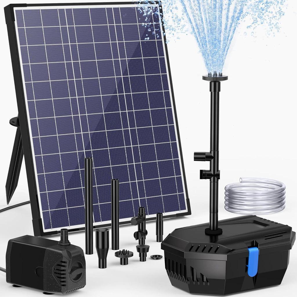 NFESOLAR Solar Pond Filter Fountain, 20W Solar Pond Pump with Pond Filter, 16.4FT Cord, 6.6FT Tubing for Outdoor Small Pond 120-300 Gallons, Fish Tank, Pool, Garden Waterscape N3222