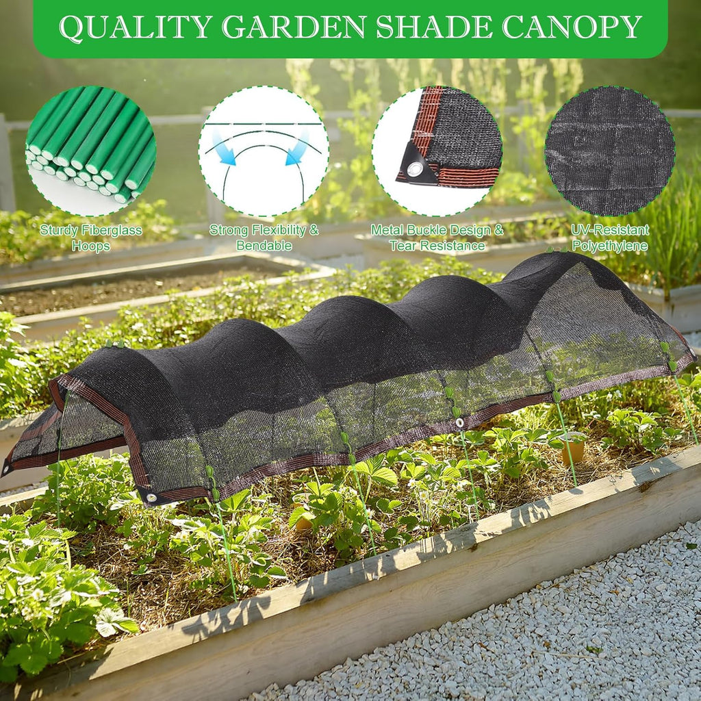 78.7"x39.4" Garden Shade Kit, 70% Garden Sun Shade Cloth with Hoops for Plants Heat Protection, Raised Garden Bed Shade Cover Plant Sun Shade for Outdoor Vegetables